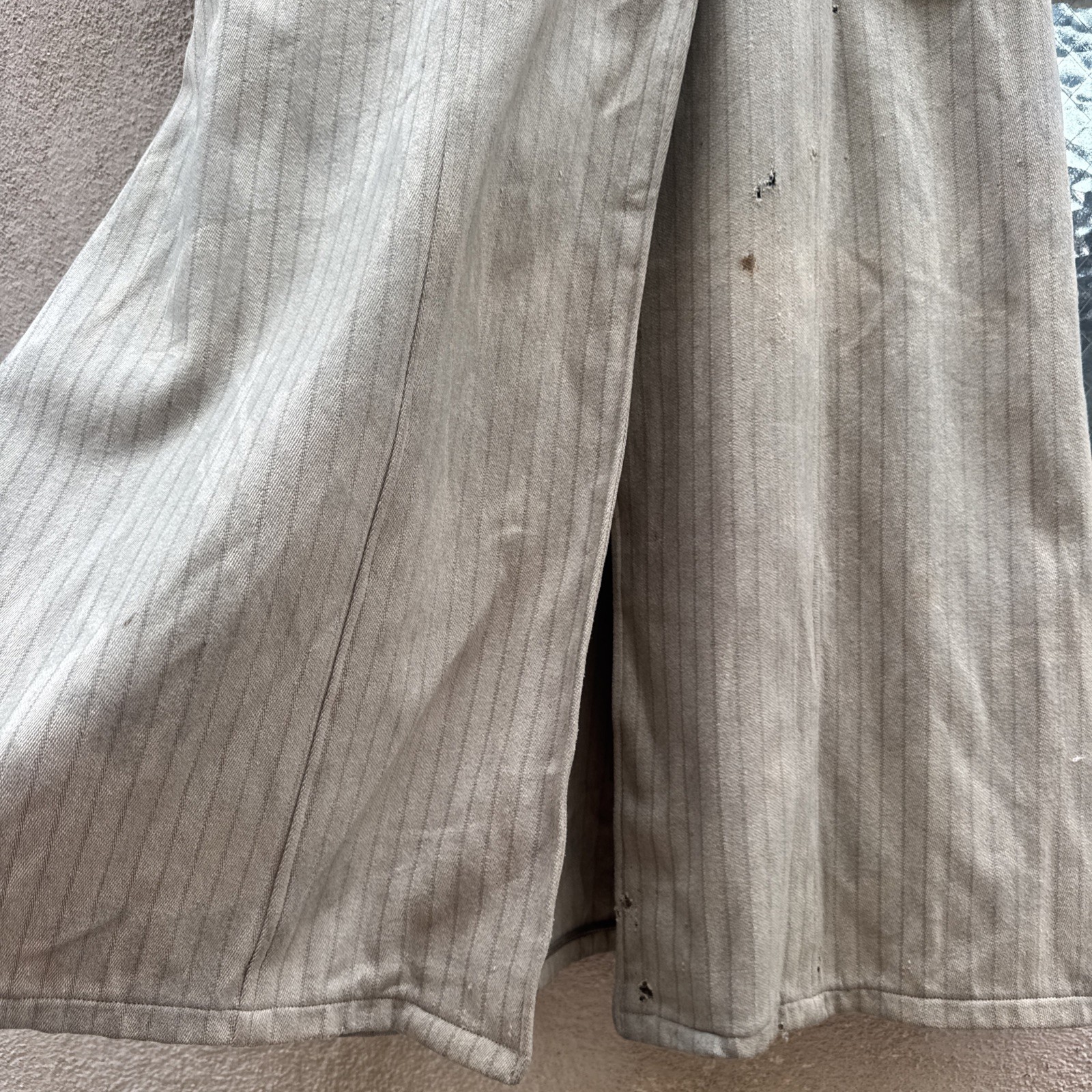 Antique Edwardian Pin Stripe Cream Coat Celluloid Buttons Darting Dress Jacket