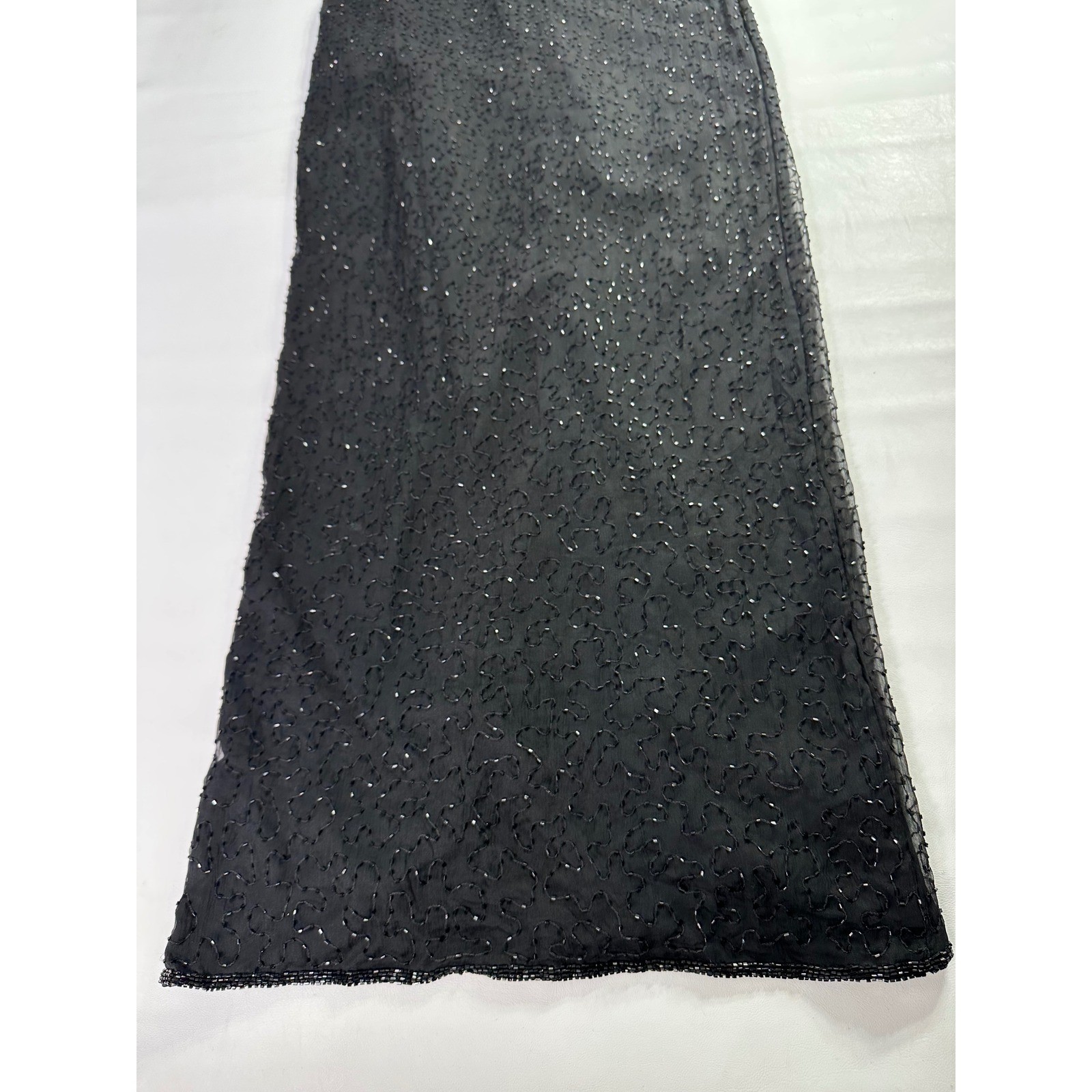 Brilliante by JA Black 100% Silk Beaded Maxi Dress Vintage 90s Formal Gown Sz M