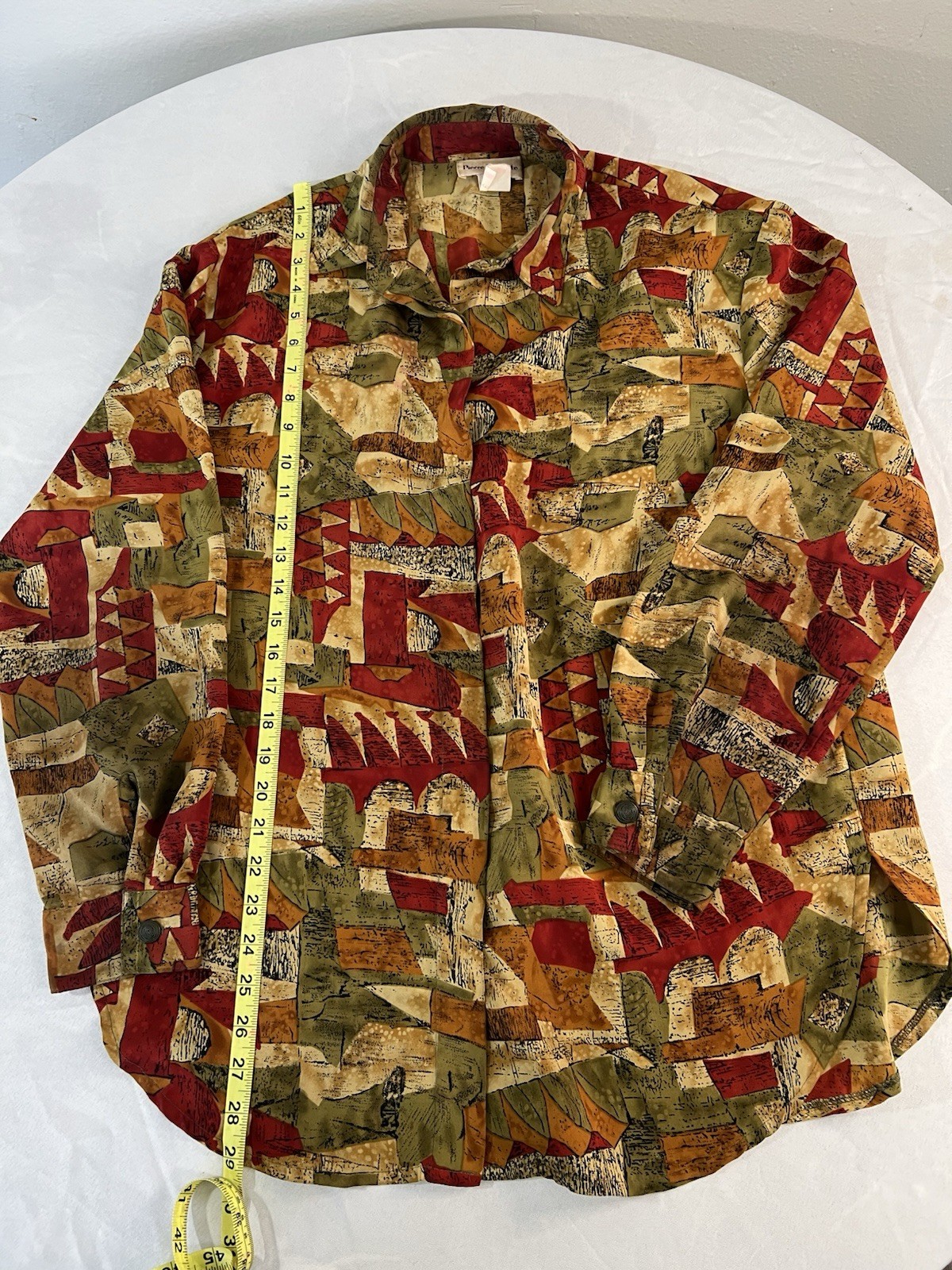 Vintage 90s Button Up Shirt Women’s Large Made In USA Geometric Pattern