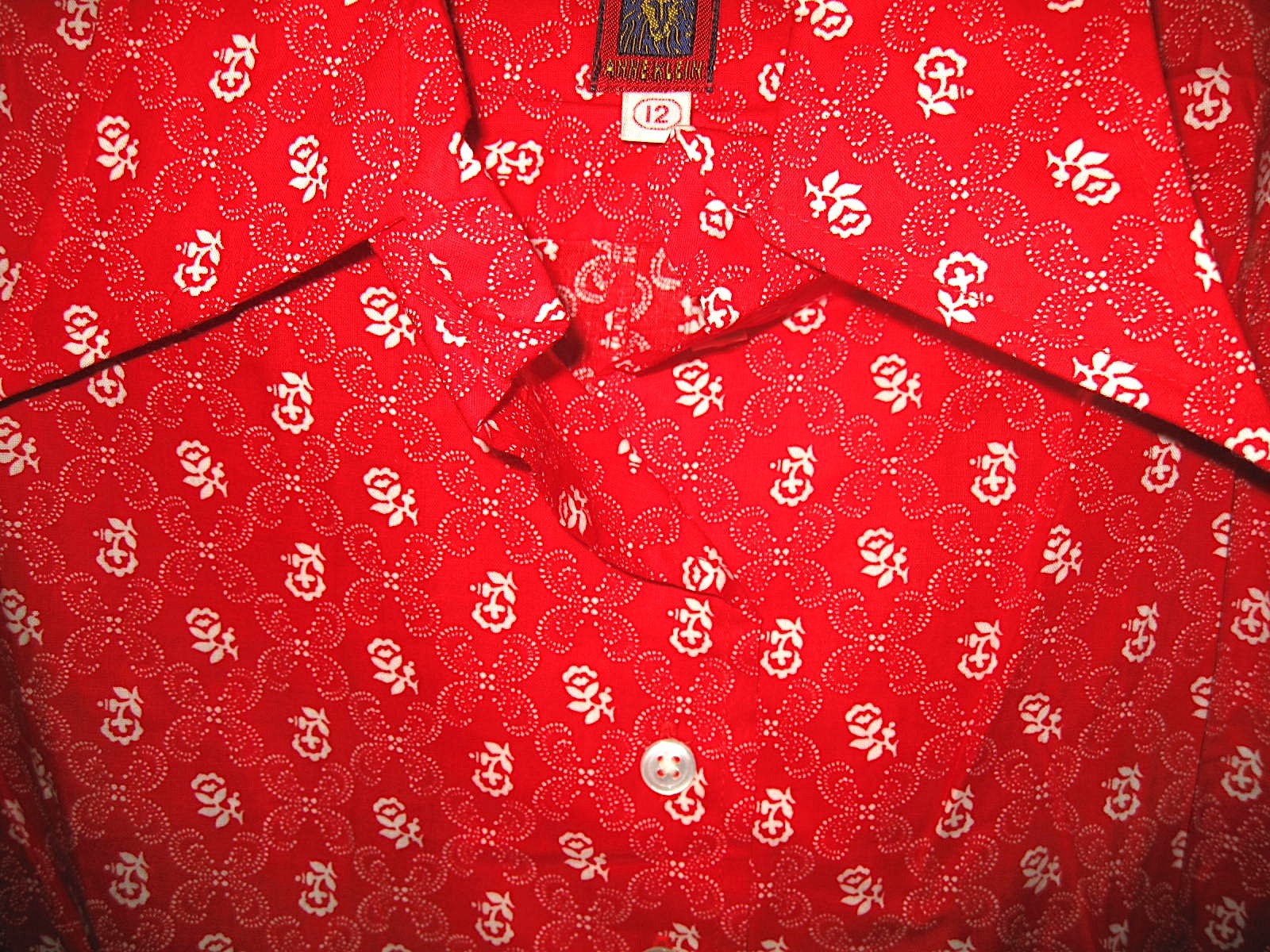 Anne Klein Vintage 1970s Blouse Red White Roses Bandana Print Deadstock Womens