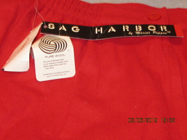 NWT SAG HARBOR BRIGHT RED WOOL SKIRT SZ 14 W 28.5