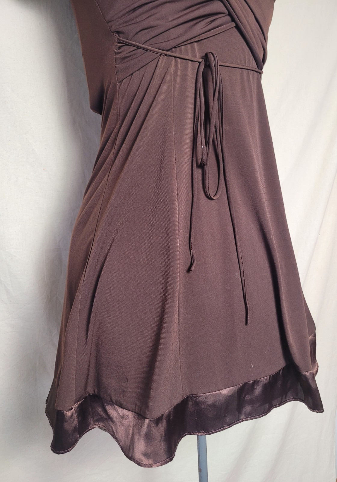 Vintage 90s Y2K Chocolate Brown Fit And Flare Skater Dress Mini USA Size XS/S