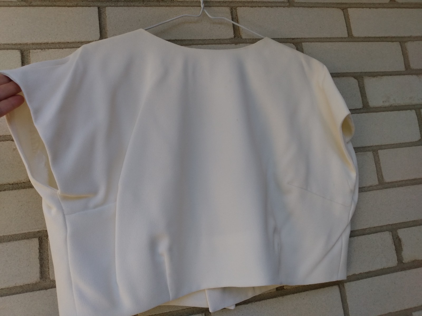 Vintage 60s Ivory Bolero Dress Jacket 42″B Rockabilly Formal Crepe Chiffon