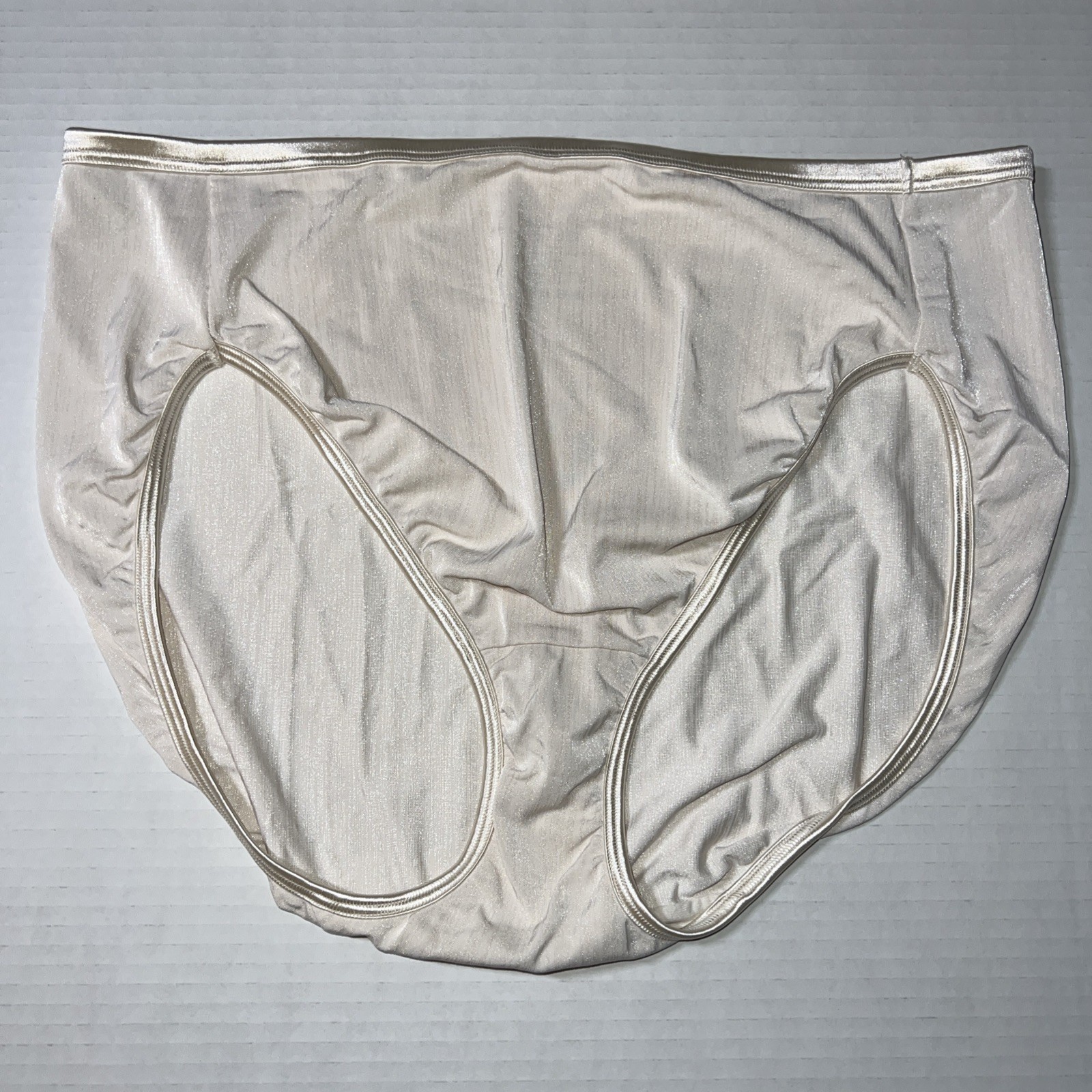 Vintage VANITY FAIR 10 – 3XL Satin Light Control Hi-Cut Beige Panties
