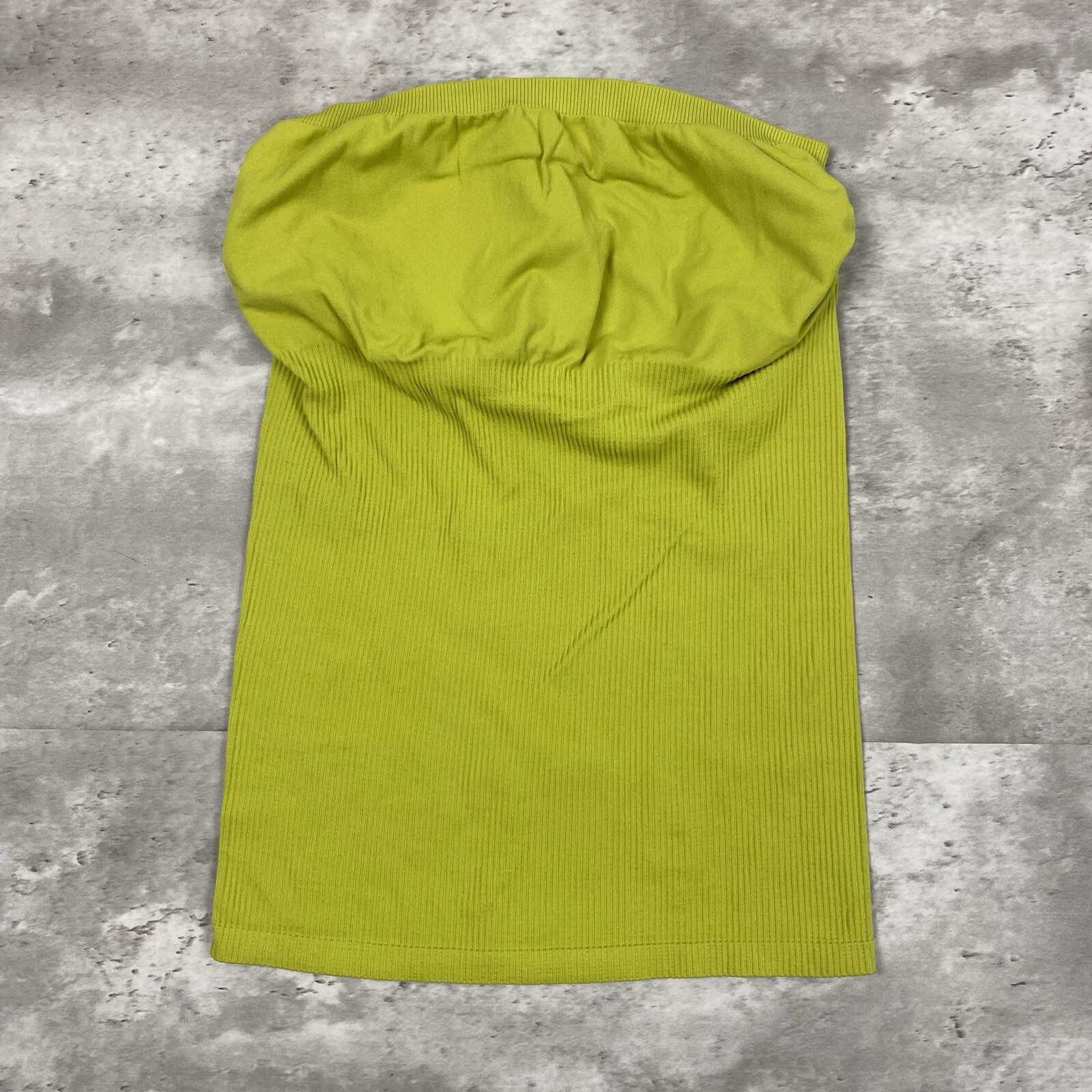 vintage BEBE TUBE TOP M L YELLOW GREEN MADE IN USA 90s 00s Y2K