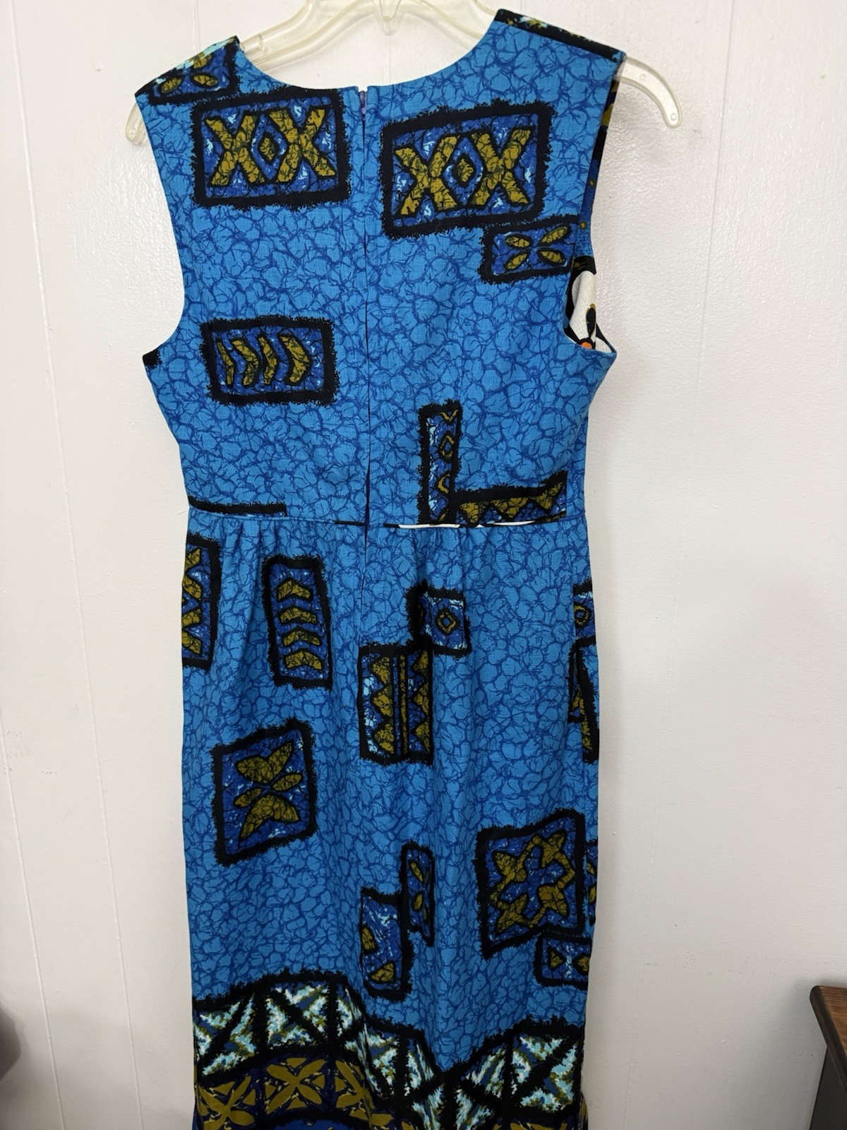 Penneys Hawaii Vintage Maxi Dress Blue Tropical Tiki Print Sleeveless S Resort
