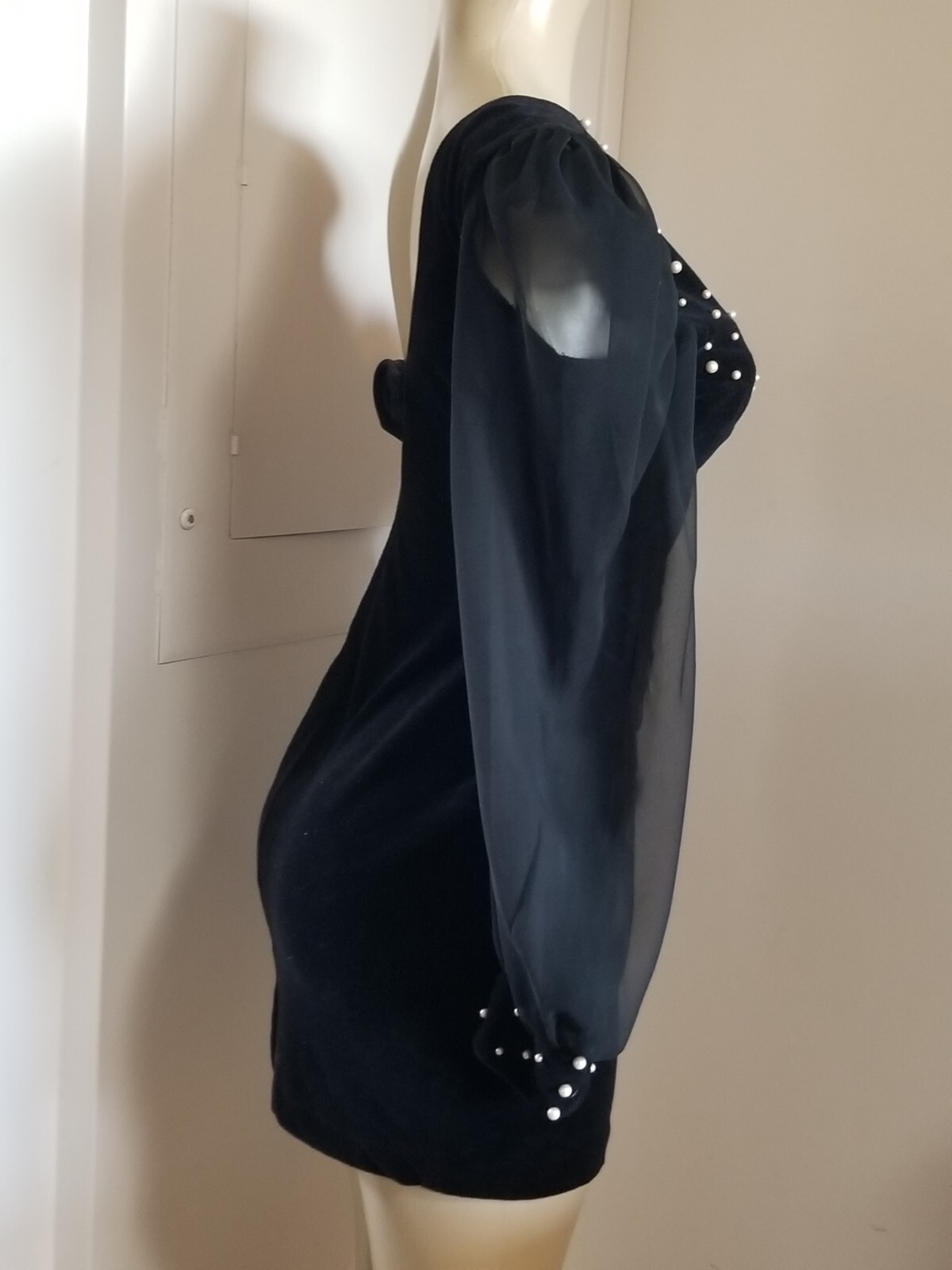 Vintage 80s Karen Okada climax david Howard pearls velour dress