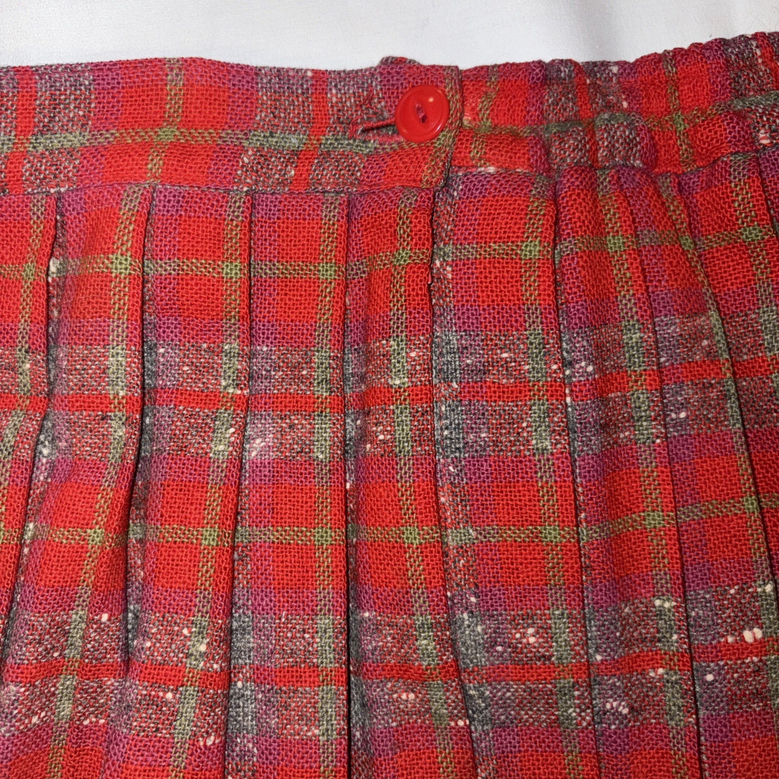 Vtg Minnesota Tailored Skirt Woolen Co. Mills Pleated Red Plaid 40s 50s 60s 70s