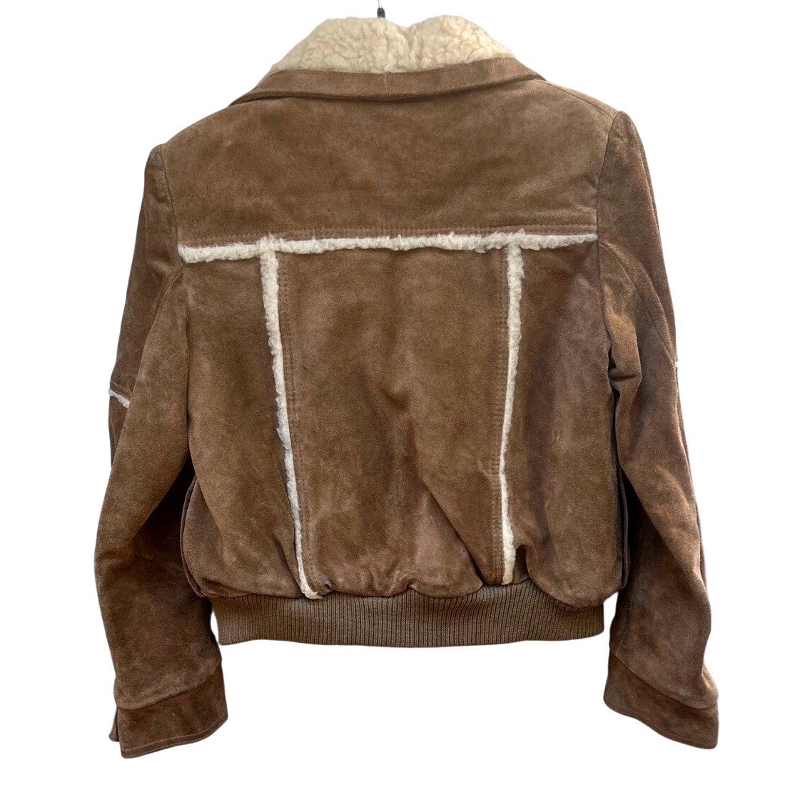 Vintage Uruguay Suede Leather Wool Shearling Bomber Jacket Brown Womens 11/12