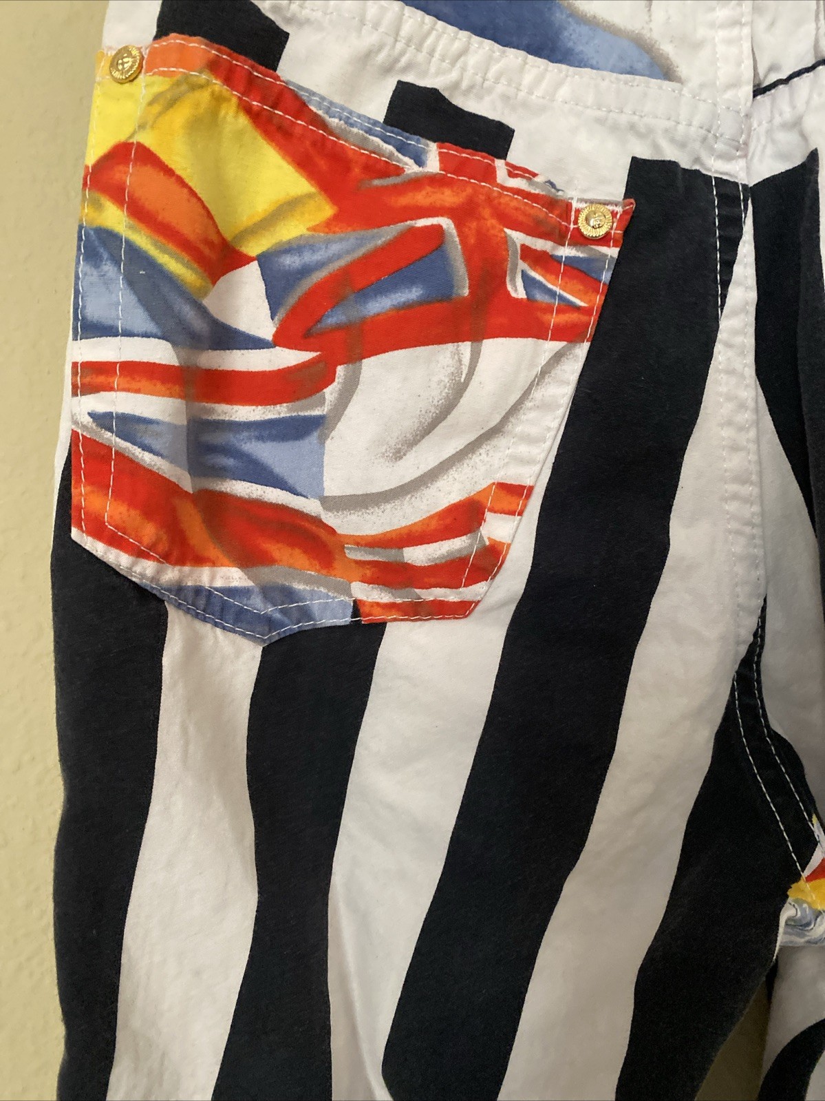 Vintage 90s Gianni VERSACE COUTURE Jeans Flags USA England Medusa Rare