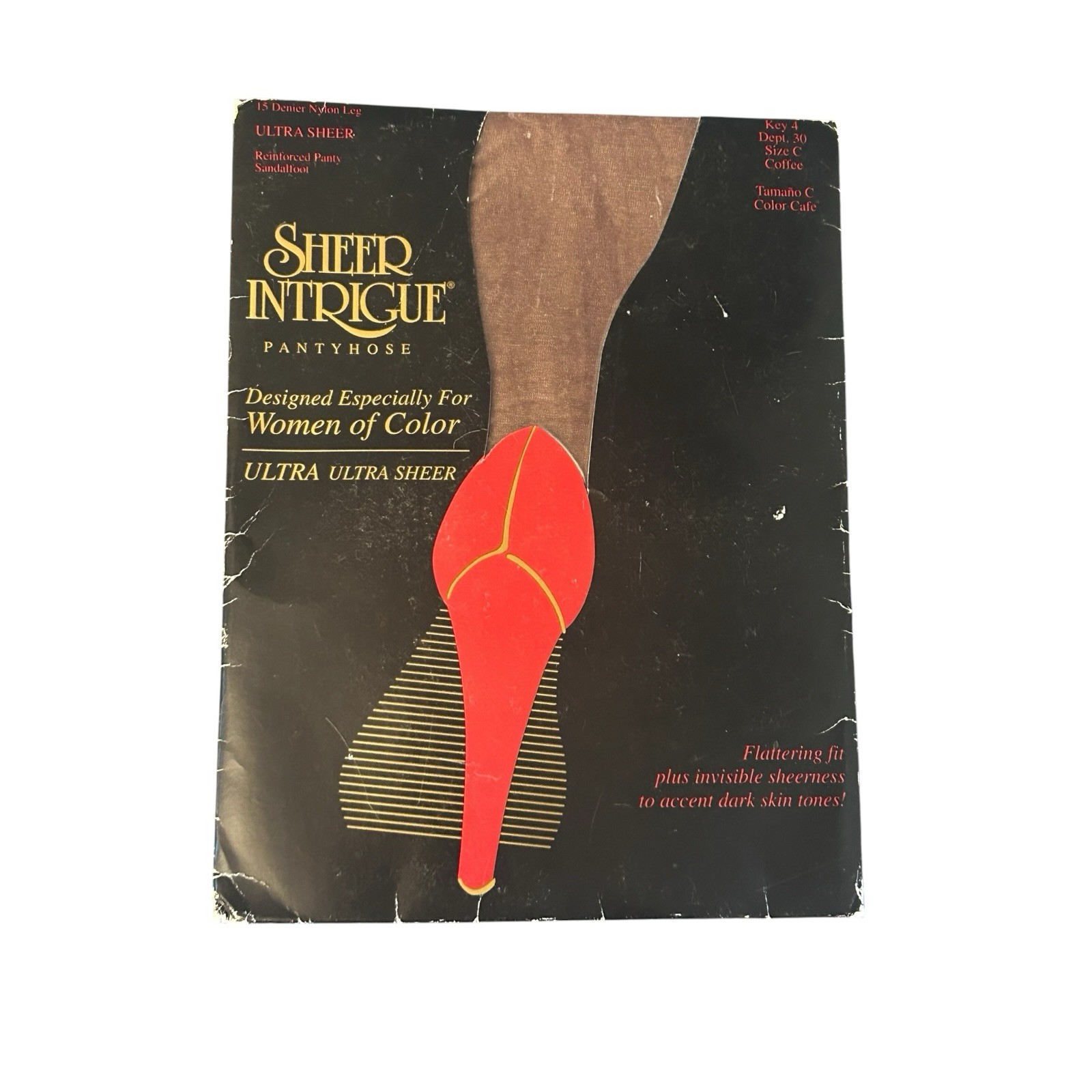 NEW VTG Kmart Sheer Intrigue Pantyhose Sz C for Women of Color Coffee Brown