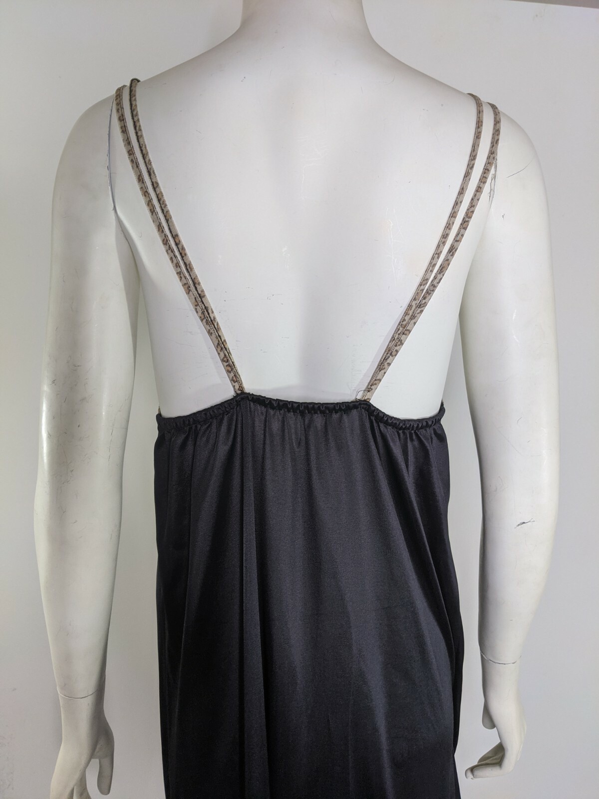 Vintage Nightgown Animal Print Lingerie Undercover Wear Pajama Dress Black Vtg M