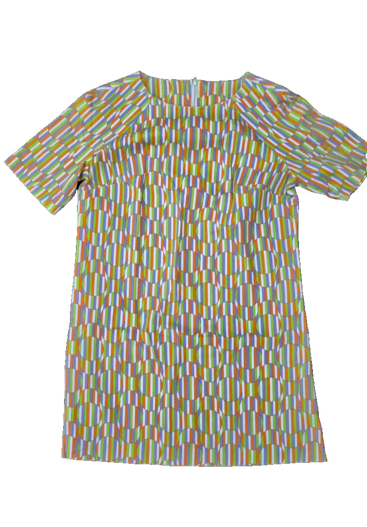 Vintage 1960s Mod fashion era shift dress multi color Size S