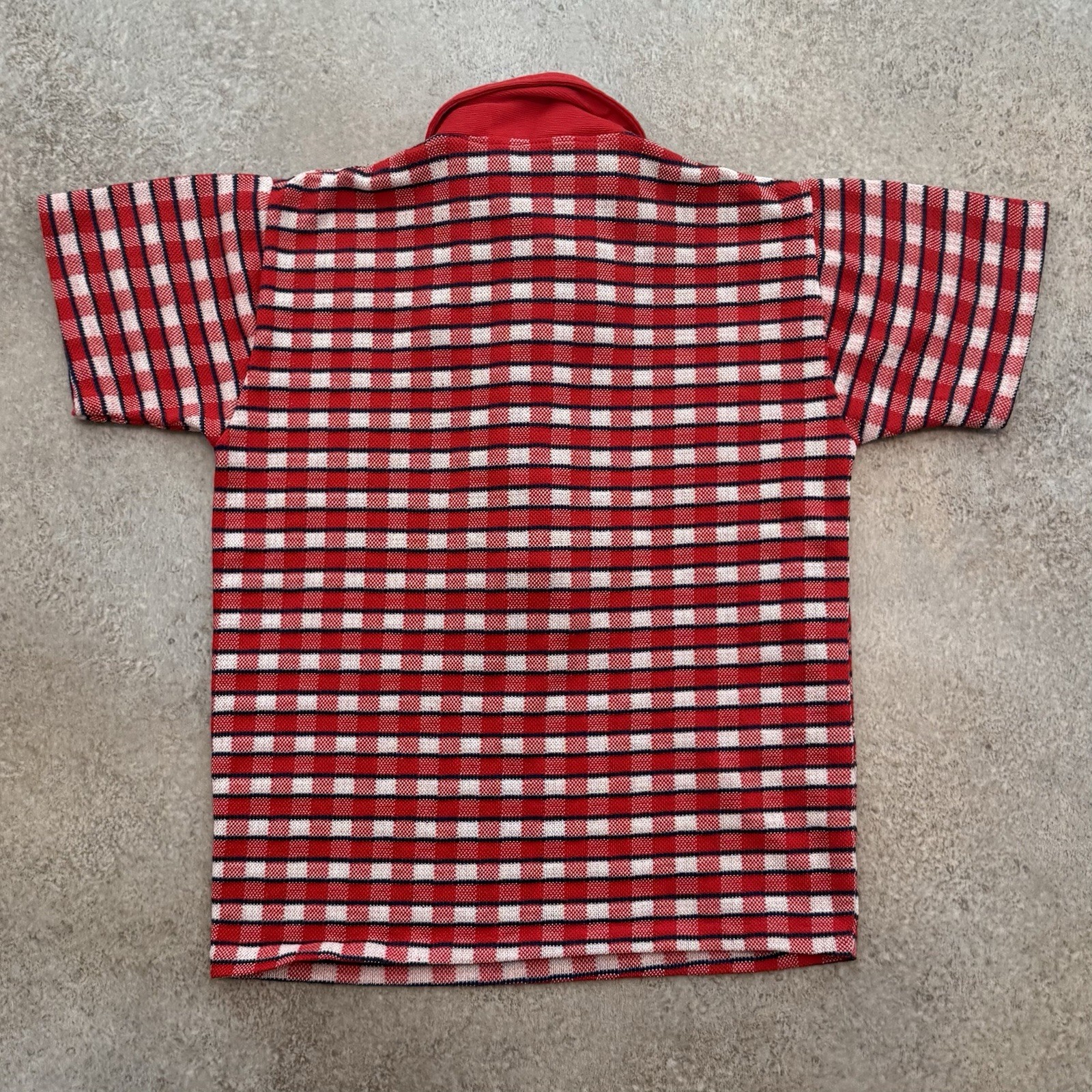 True Vintage 60s Norman Marcus Polo Shirt Women’s S Plaid Cute Boho 1960s Red