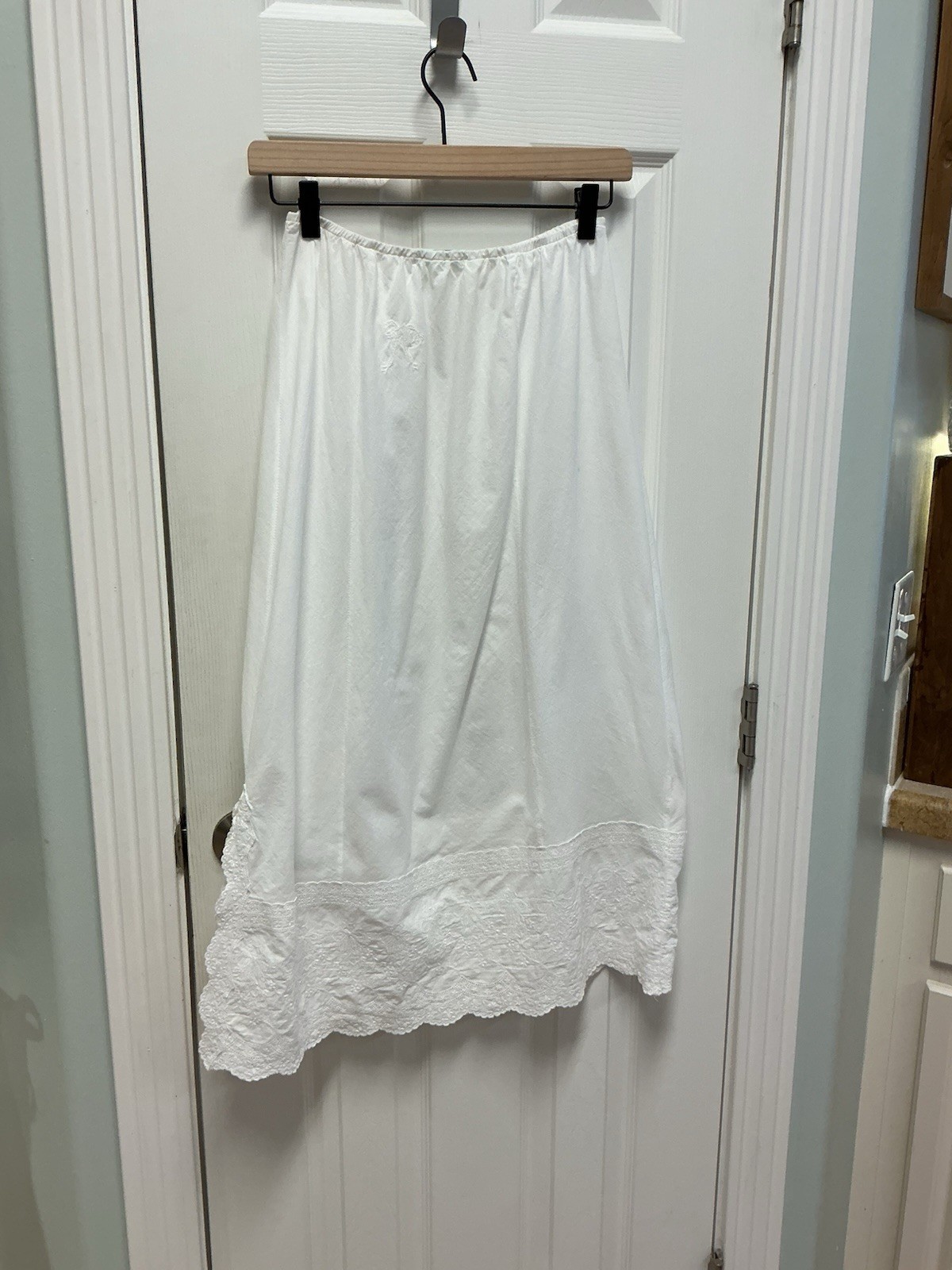 1982 Vintage Cotton Half Slip Delicate Lace Detail Bow Wedding SZ L , Wild Mint