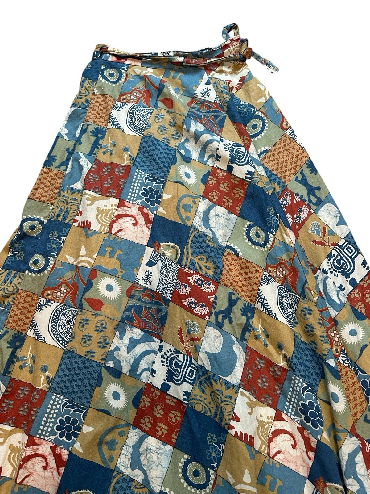 Nap Liberty House Vintage Wrap Maxi Skirt Patchwork 60s Boho Cottagecore Size S