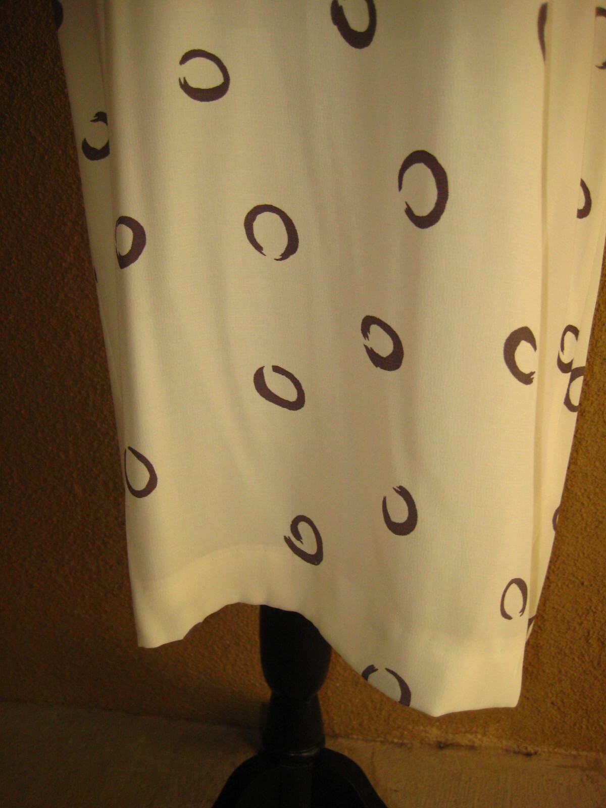 Vintage Warren Z I Magnin 80 cream abstract circles padded shoulder sheath dress