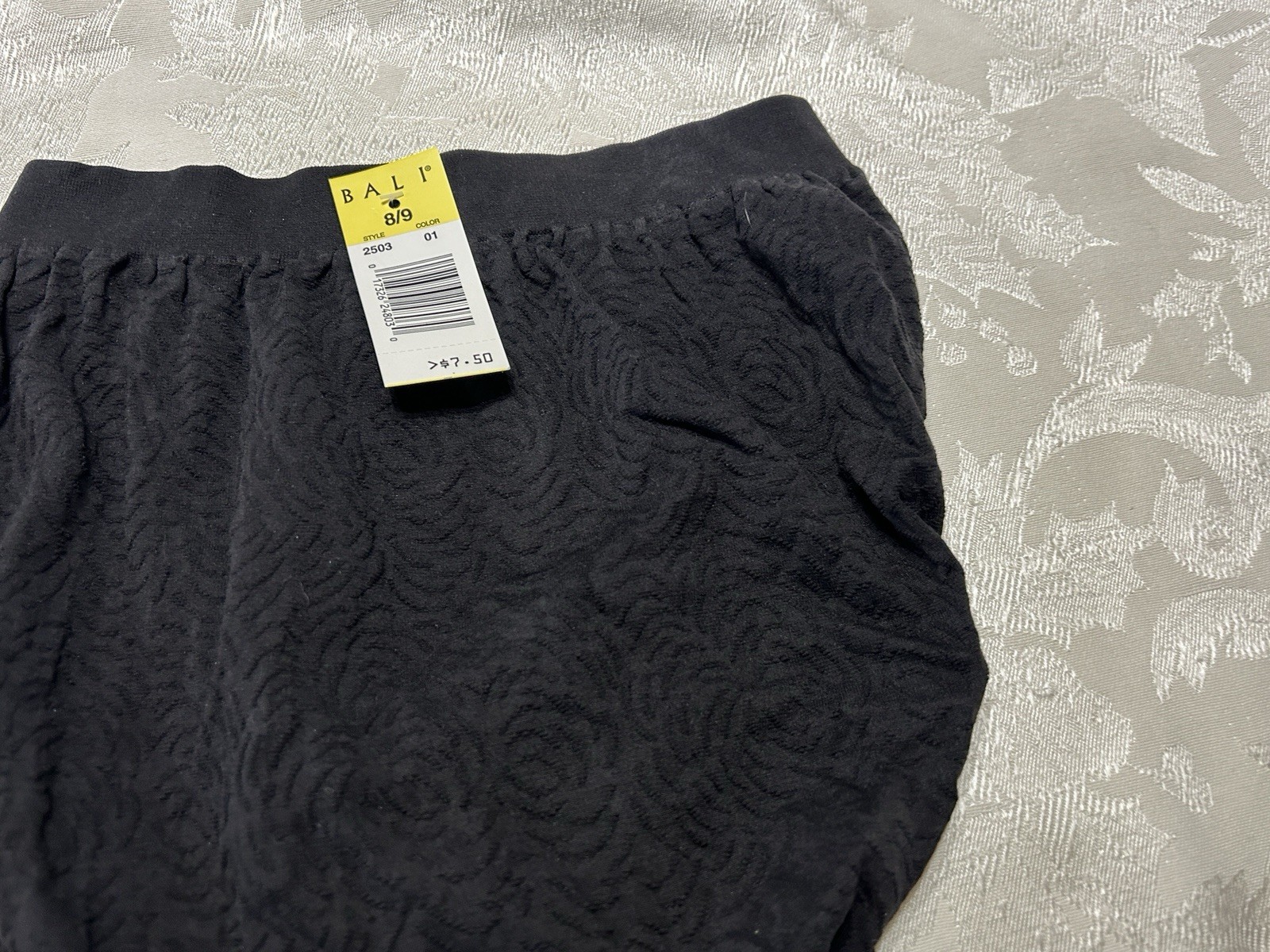 NWT Vtg BALI 2503 Patterned Wide Waistband Hi-Cut Sz 8/9 Black Panties #403