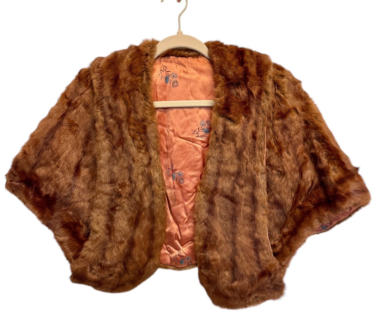 Vintage Antique Rabbit Fur Shawl Jacket Shoulder Wrap