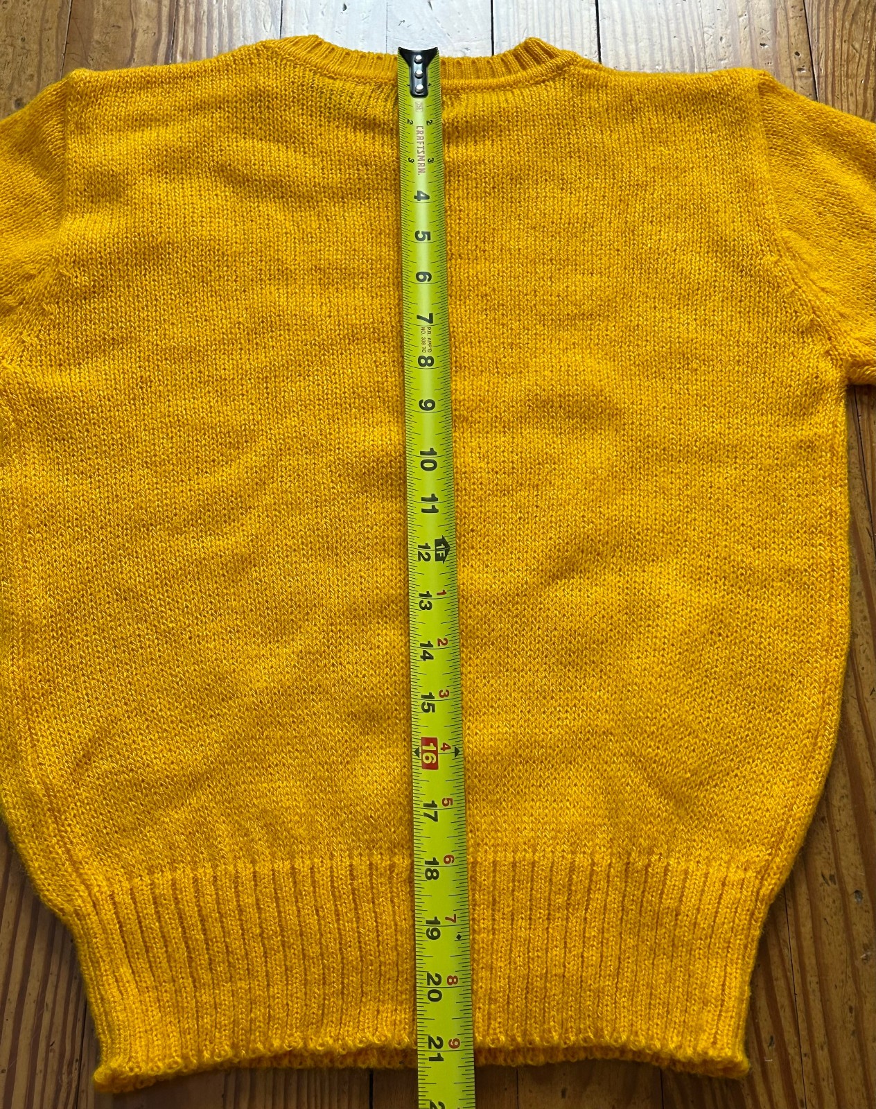 Vintage Pheasant Hill Mustard Yellow Womens Sweater knit Doo Wop Button Small