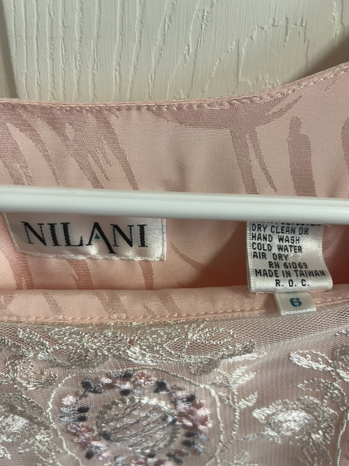 VNT 80s Nilani Dress Pink Delicate Floral Lace Romantic Victorian 38 Bust Med 6