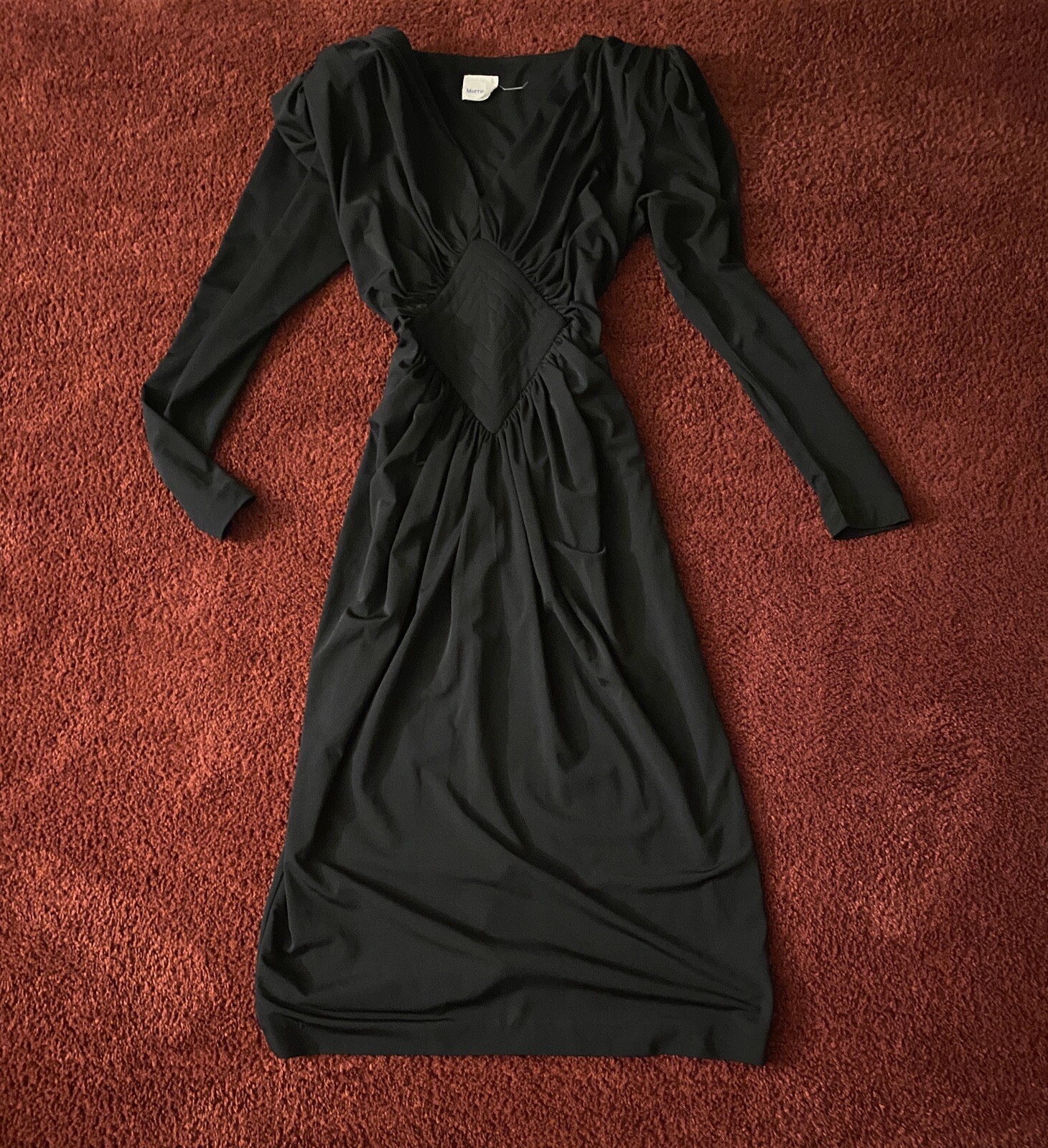 vintage little black dress nye holiday draped aesthetic 70s 80s 90s