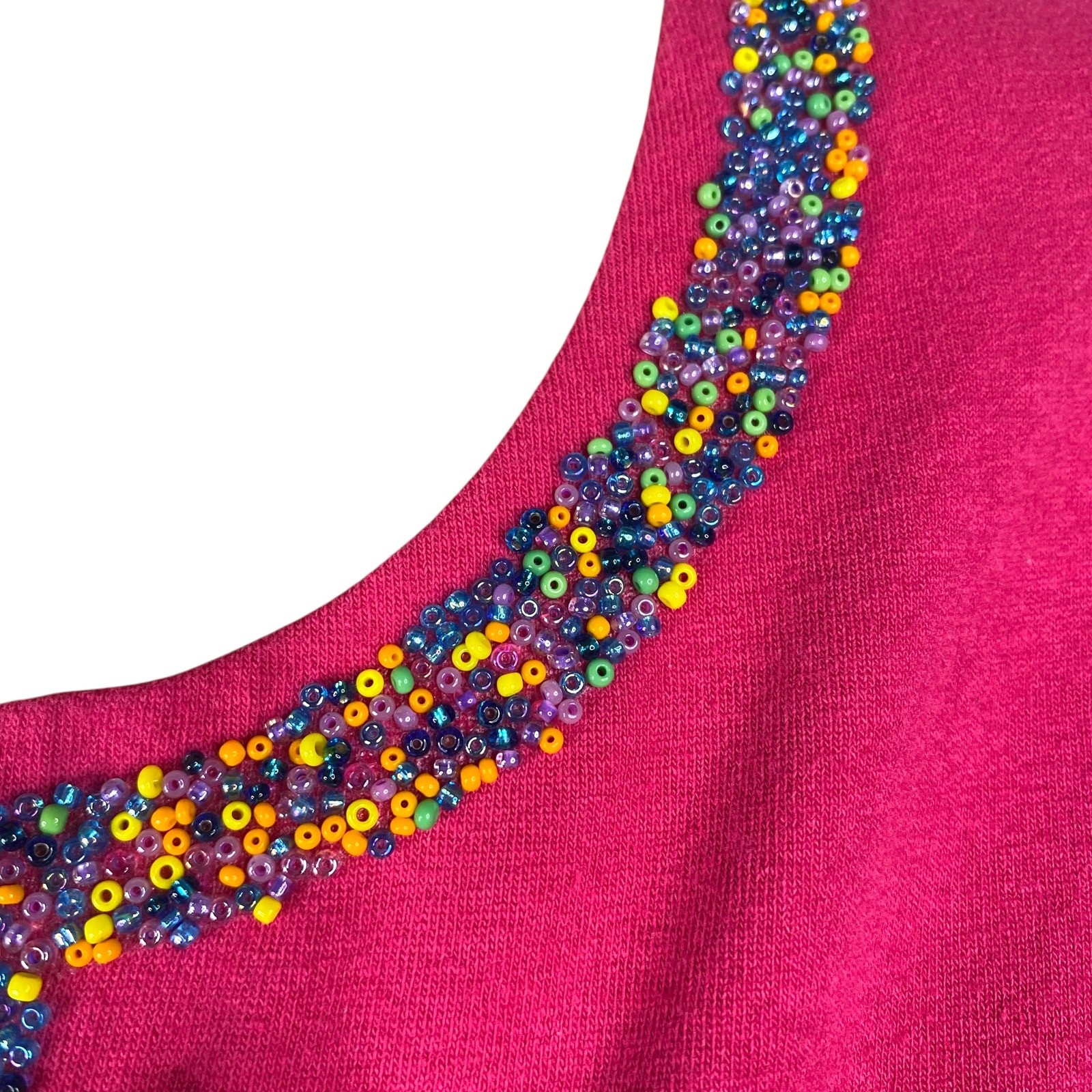 Vtg Y2K XOXO Magenta Beaded Top M | Lizzy McGuire Coded Kidcore Aesthetic