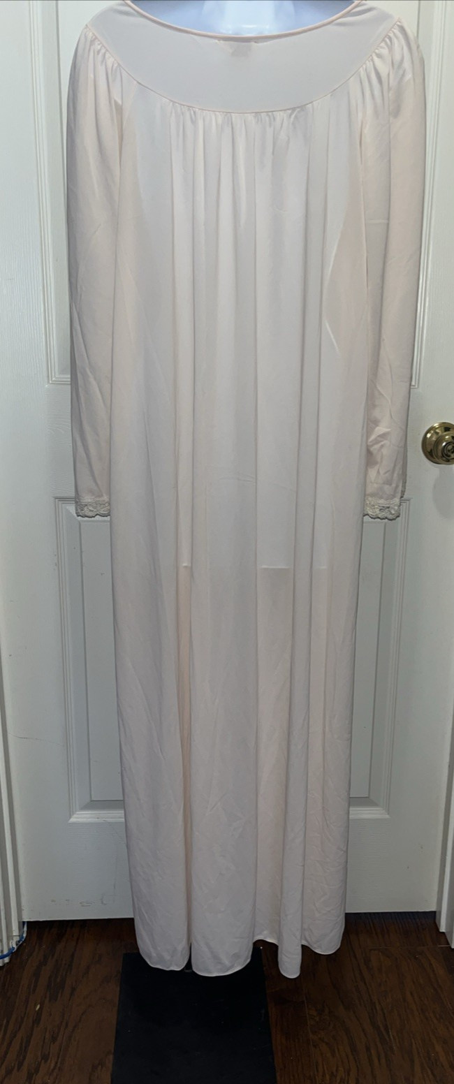 Vintage Shadowline Peach Button Down w/Pocket Peignoir Robe Nylon Lace Size M