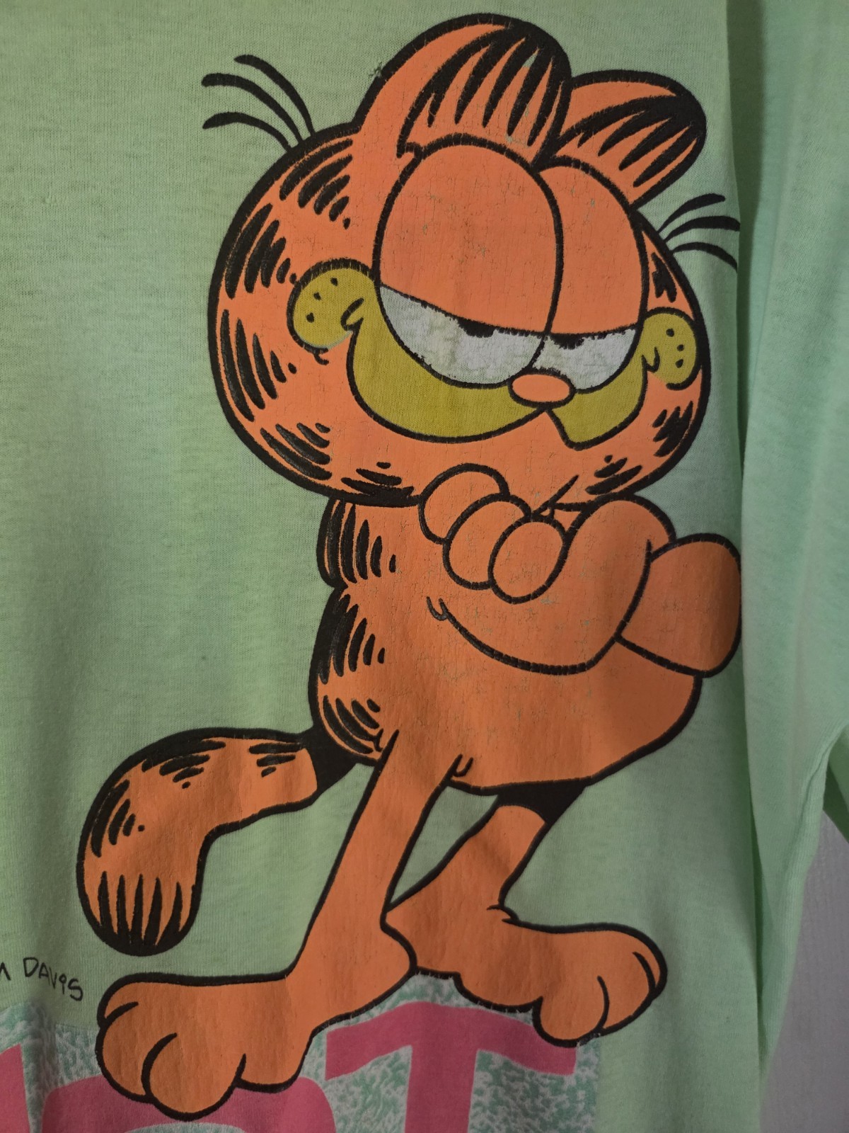 Rare Vintage 70s Jim Davis Garfield Neon Single Stitch Sleep Shirt