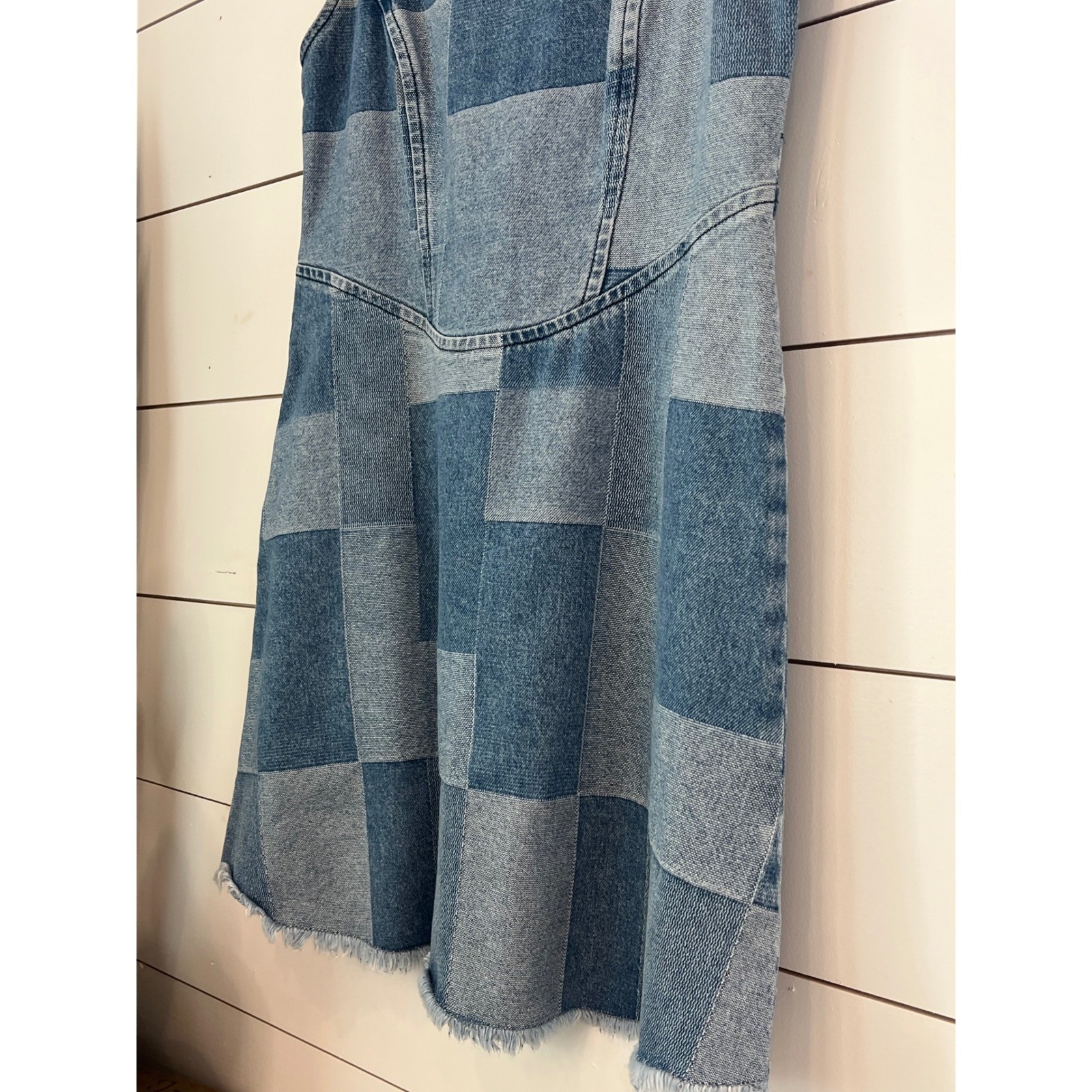 Patchwork Denim Mini Dress / western y2k indie sleaze 100%cotton
