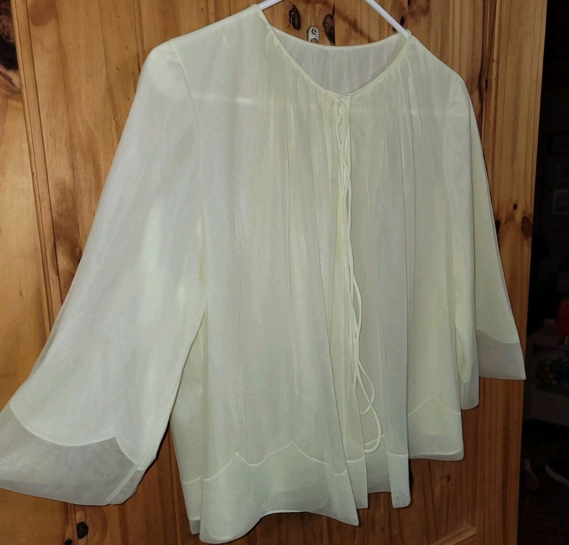 Vanity Fair Butter Cream Yellow Bed Jacket Nitey Teddy Med Womens Layered Gown
