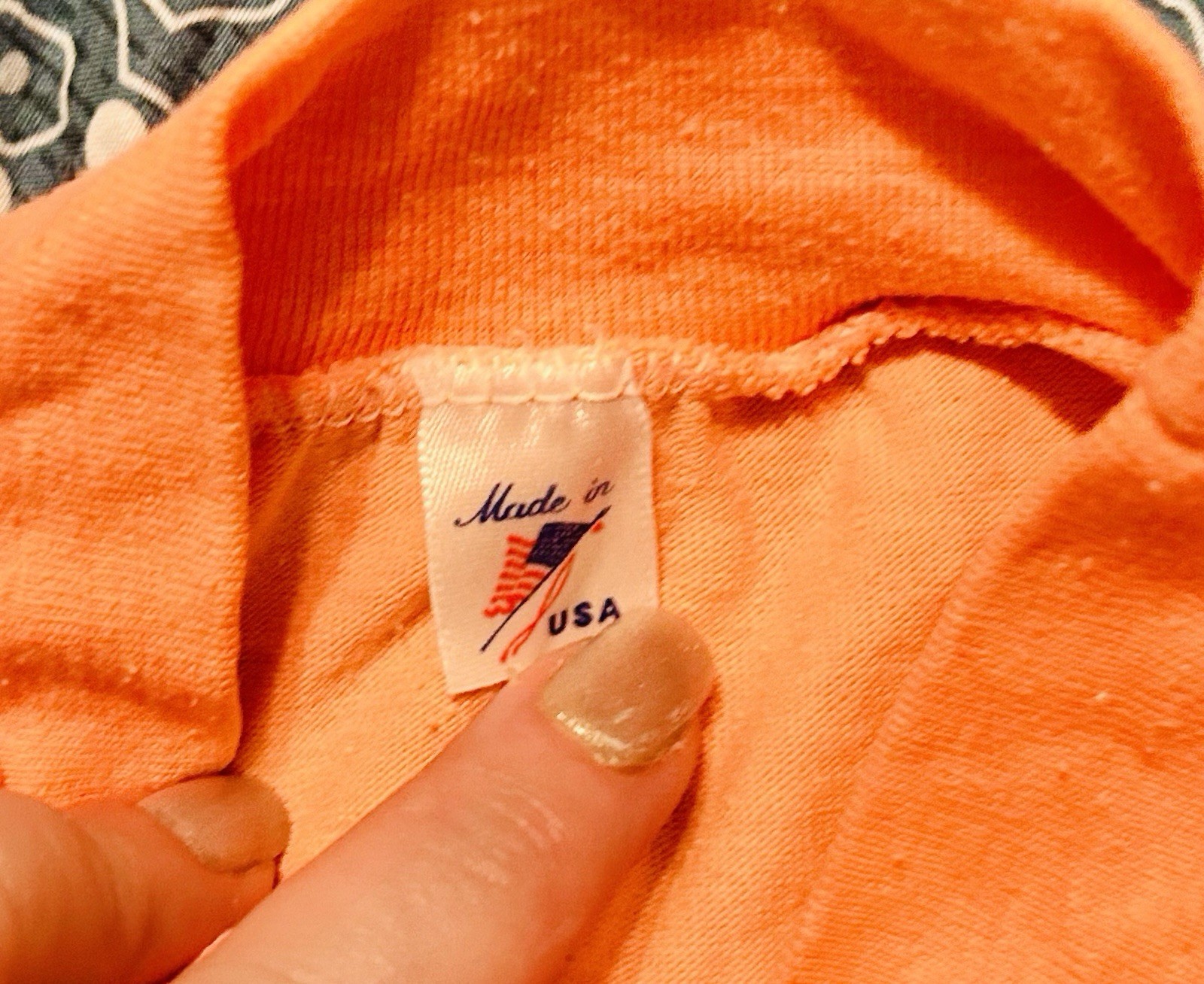 VTG 80’s Mock Turtle Neck Short Cap Sleeve T-Shirt Peach Single Stitch W’s L USA