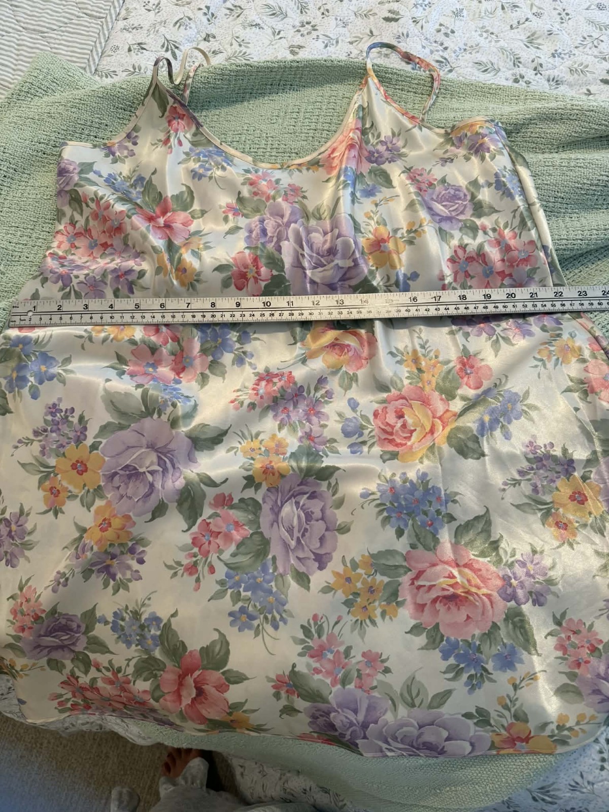 Vintage Private Luxuries Floral Satin Chemise Nightgown Slip XXL Made in USA