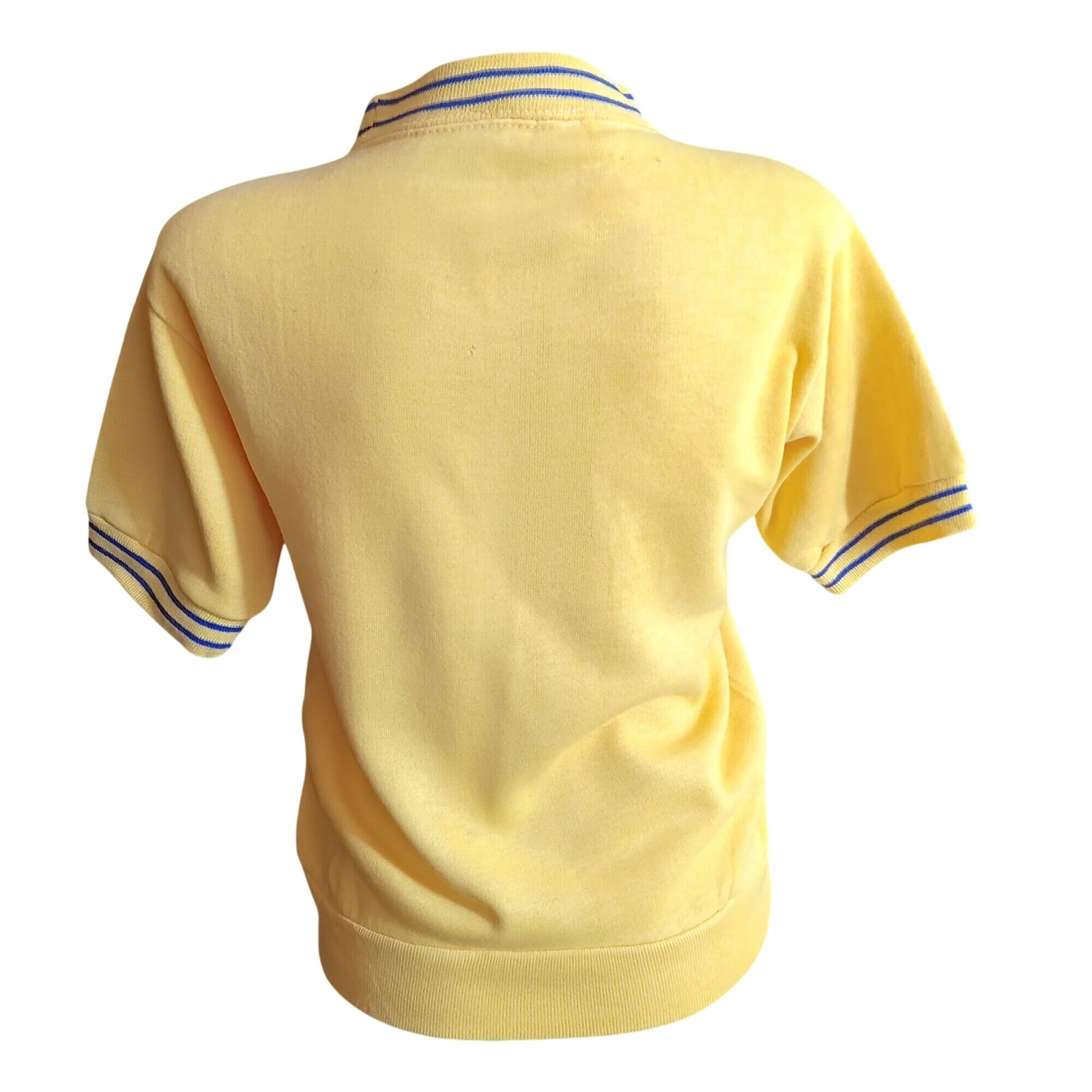 True Vintage Creslan Sweatshirt Medium Yellow Pullover Top Ringer Striped 1970s