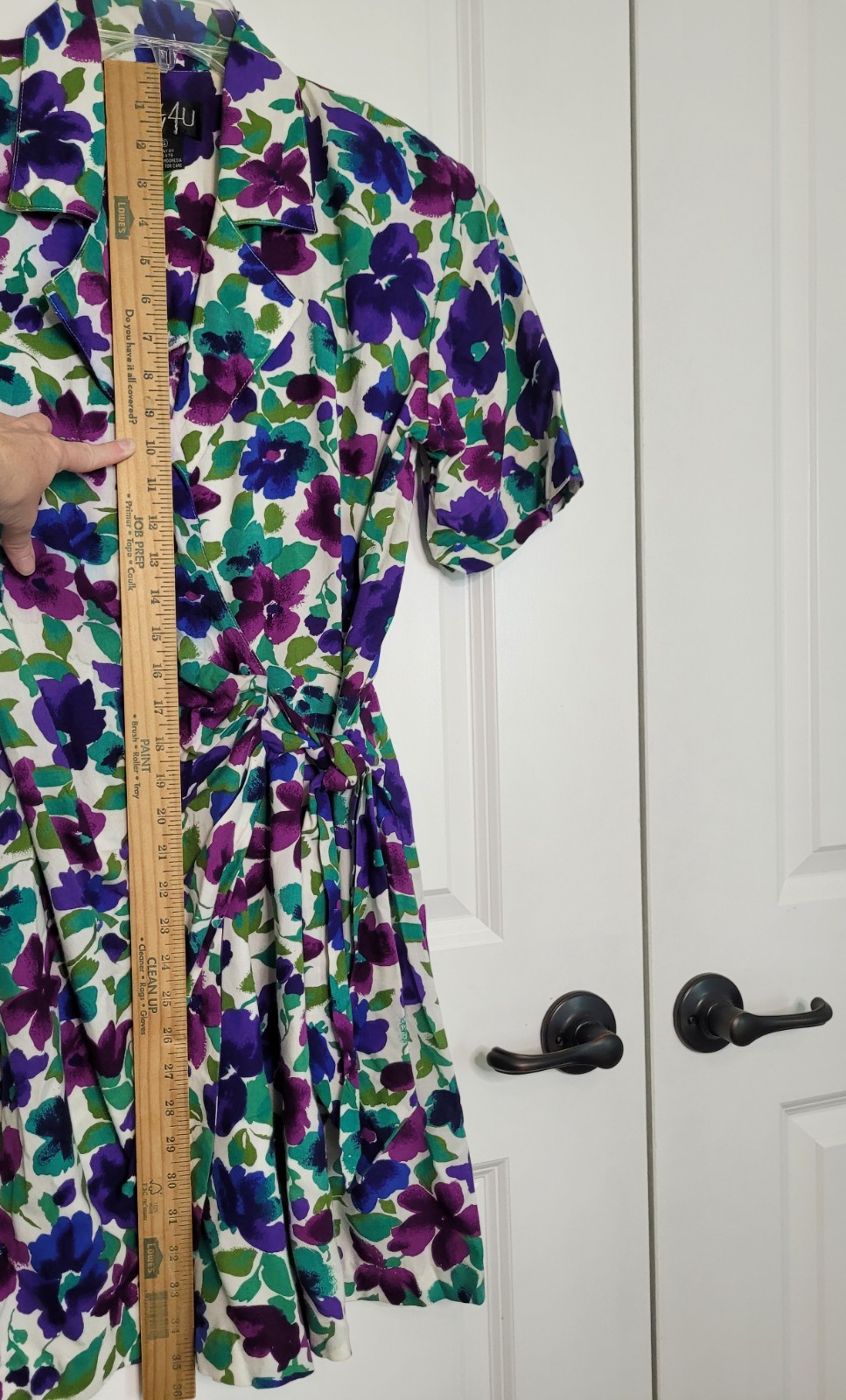CRAZY 4U Vintage Tuxedo Romper Wrap 90s Floral Pansies Multicolor Rayon Size S