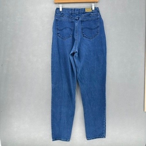 VTG Lee High Waisted Tapered Leg Mom Jeans Medium Wash Blue Denim 28×30 12R 90s