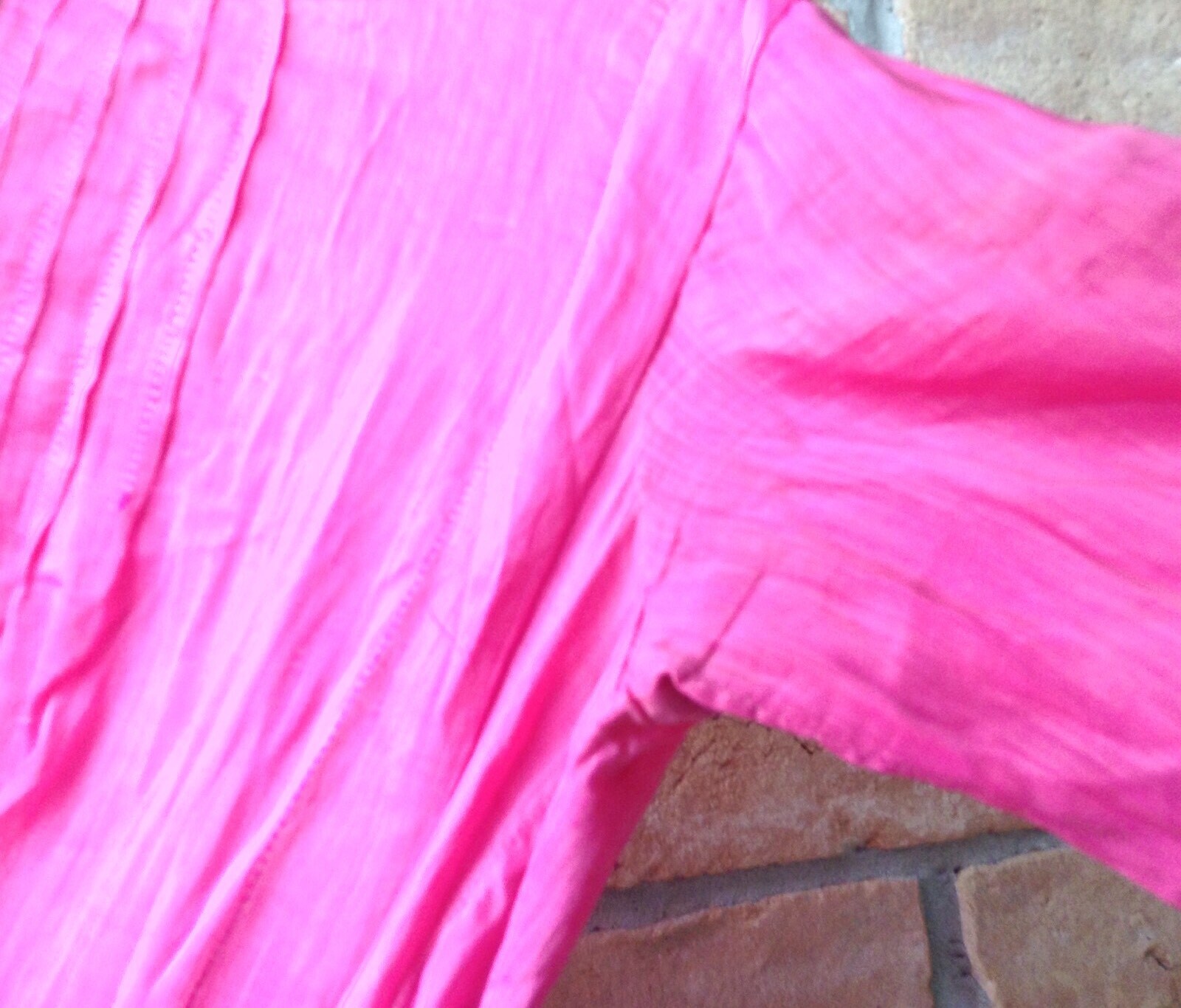 VTG 20s/ 30s? Bright Pink Long Dress Hand Dyed Sz XS? 24″ W DAMAGED HOLES AS-IS