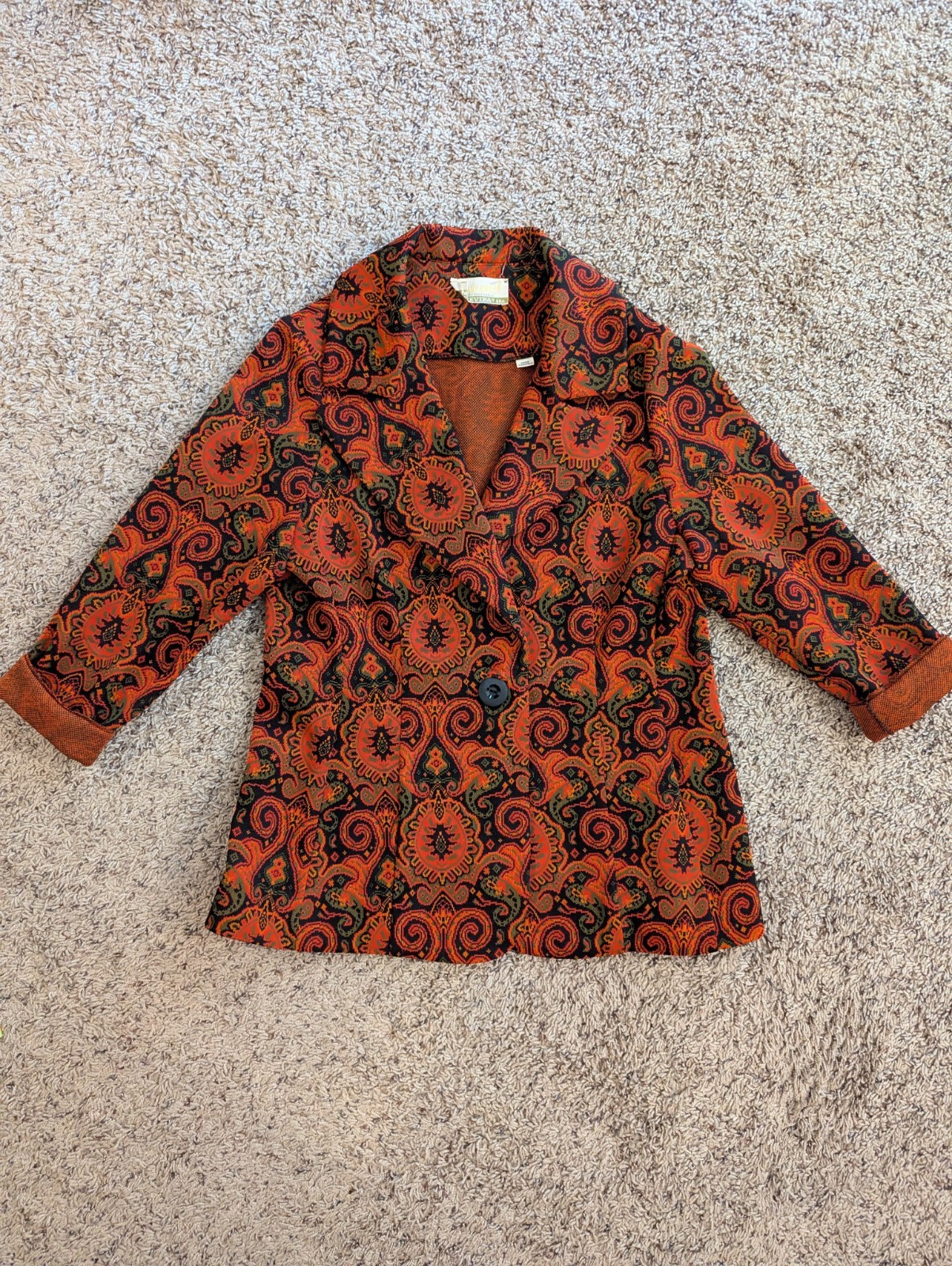 Vintage 1960’s/ 1970’s Tanne’l Knits The Trevira Era Orange Colorful Blazer- Wow