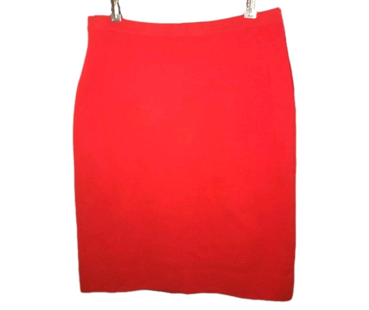 Vtg Wool Knit Skirt Fluoro Orange Gina Teresa Metal Zip Slim Stretchy 14 Mod M L