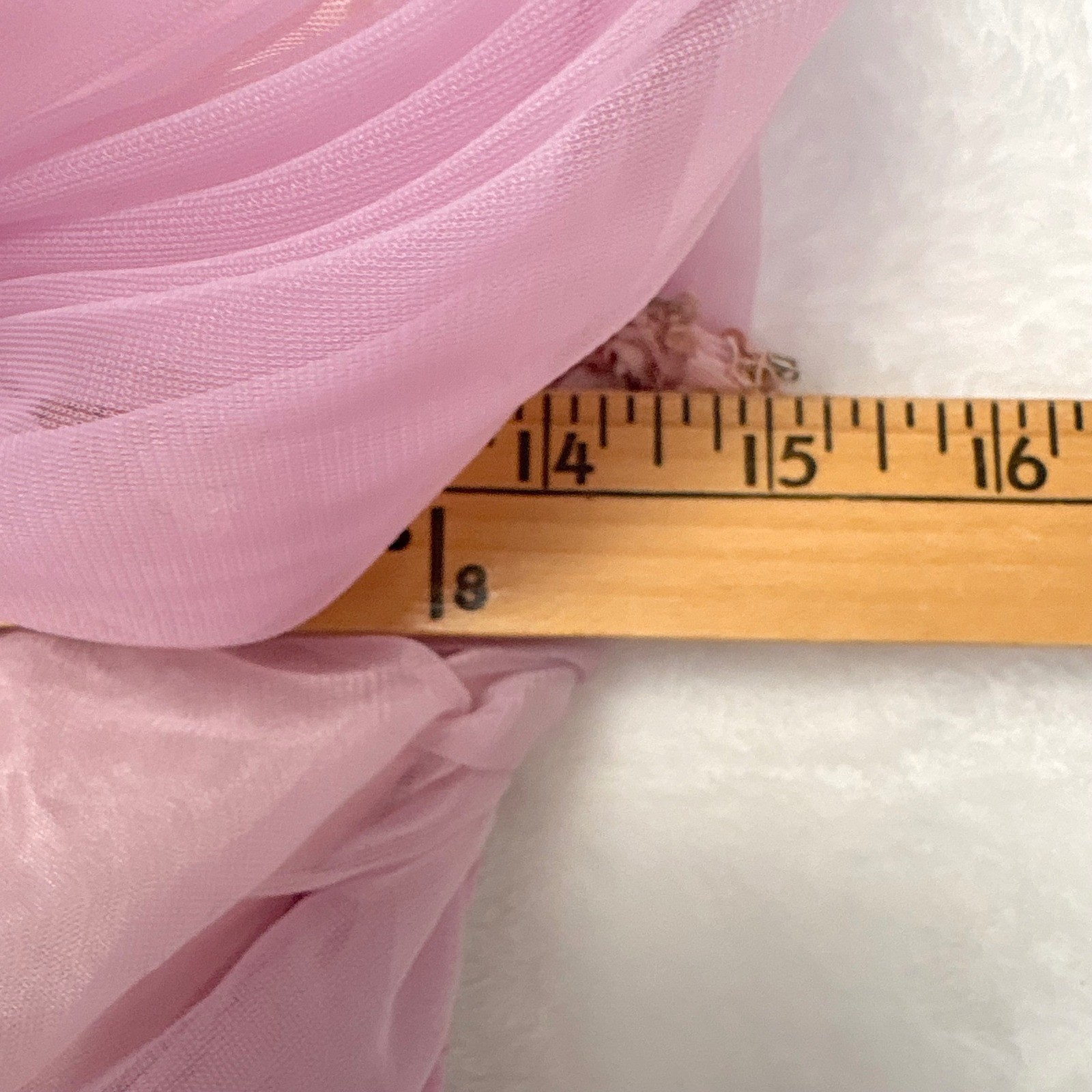Vintage Lilac Tulle Off Shoulder Tea Length Party Dress Ruched 50s 24 Waist