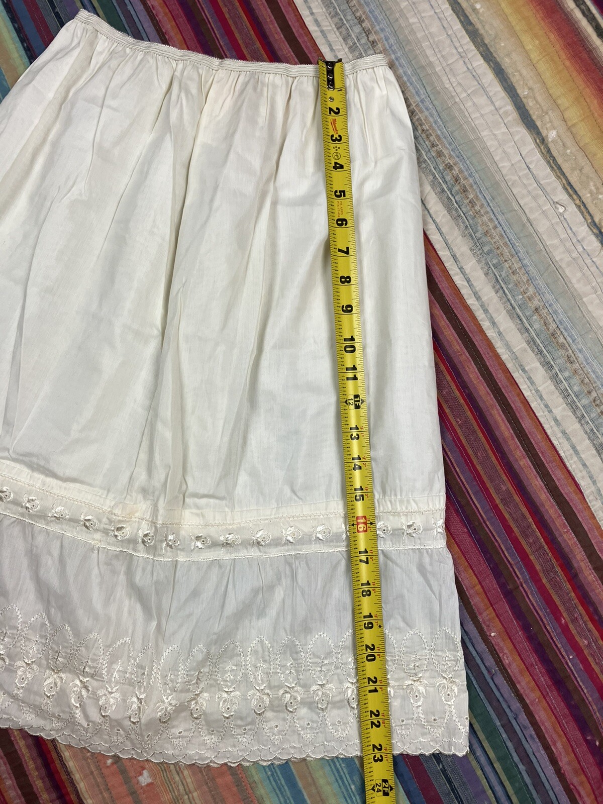 Vintage FIGURFIT 24-32” Poly Nylon LACE Hem lingerie slip 23” Length USA