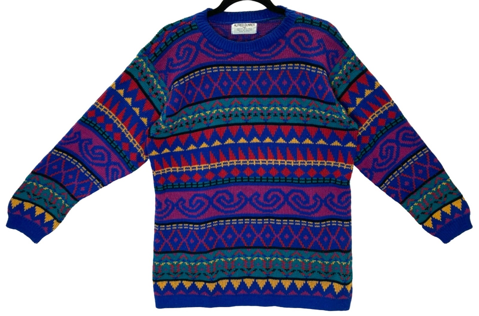 Vintage Coogi Style Geometric Memphis 80s Hip Hop Womens Alfred Dunner Sweater