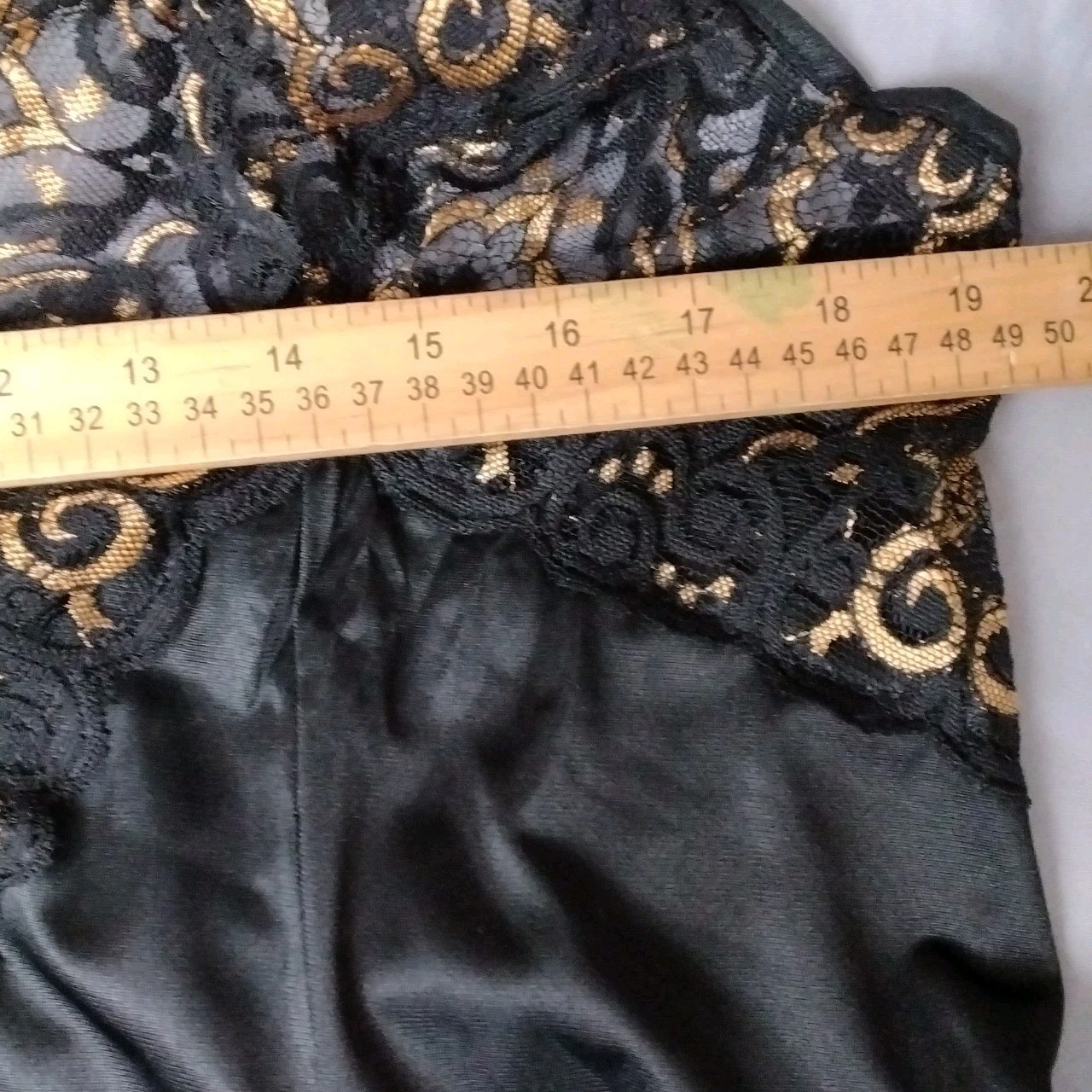 Vintage Nightgown Soft Moments New York Large Black Gold Lace Bow Whimsigoth
