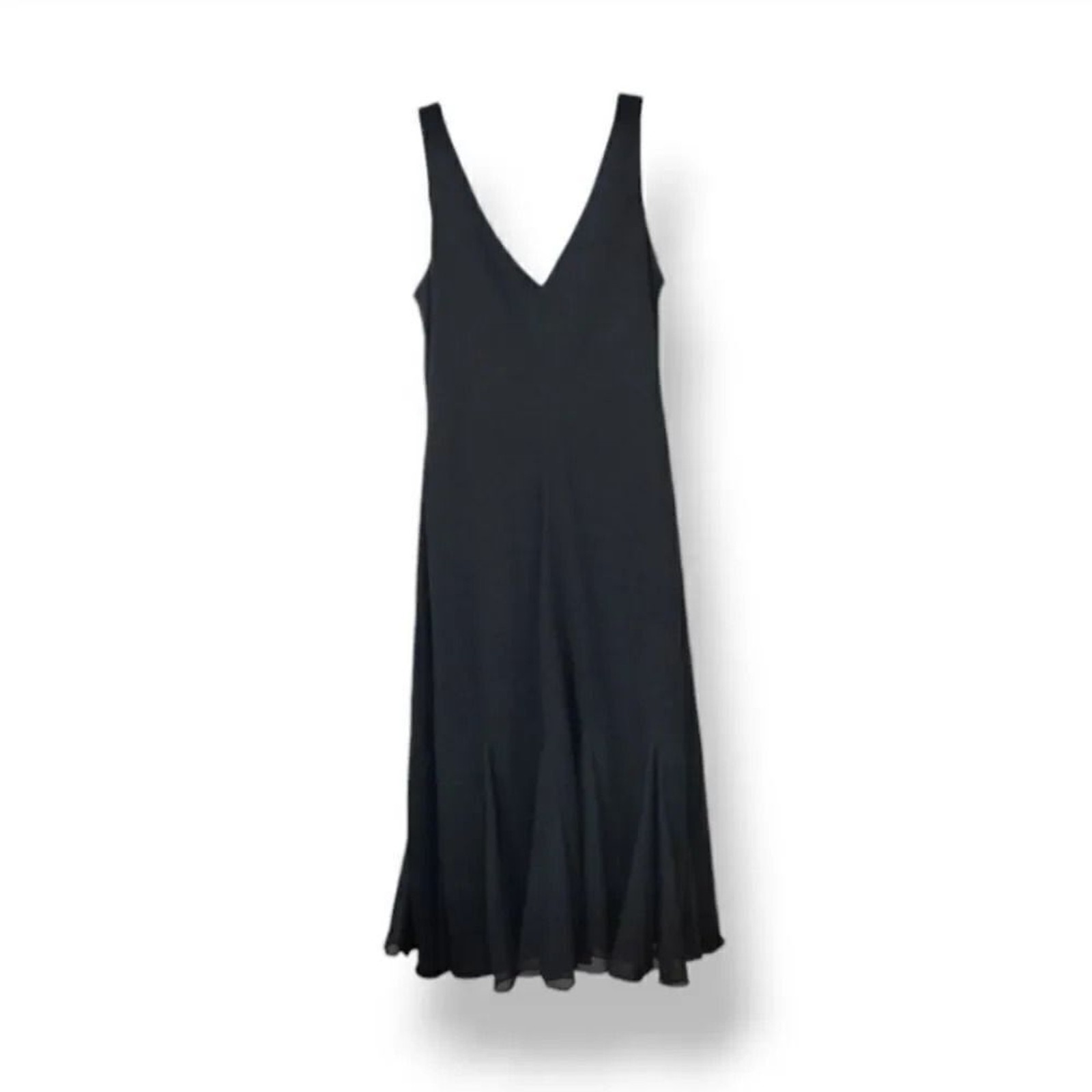 NEW Vintage 70s S.L. Fashions Chiffon Godet Pleat Black Cocktail Dress Size 12