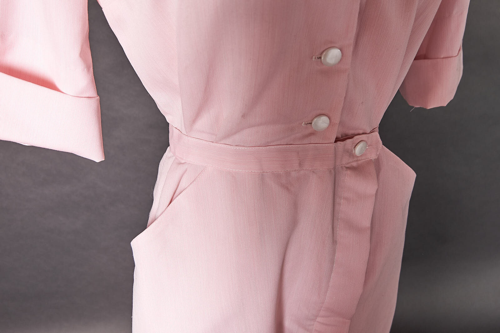 1970s Pink Candy Stripper Nurses Dress Uniform