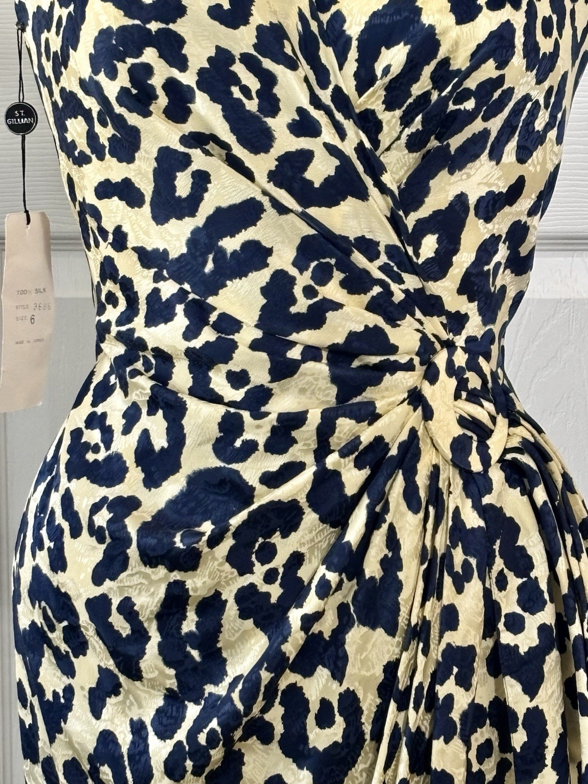 Vintage 1988 S.I.L.K.S St Gillian Silk Leopard Cocktail Dress Deadstock 6