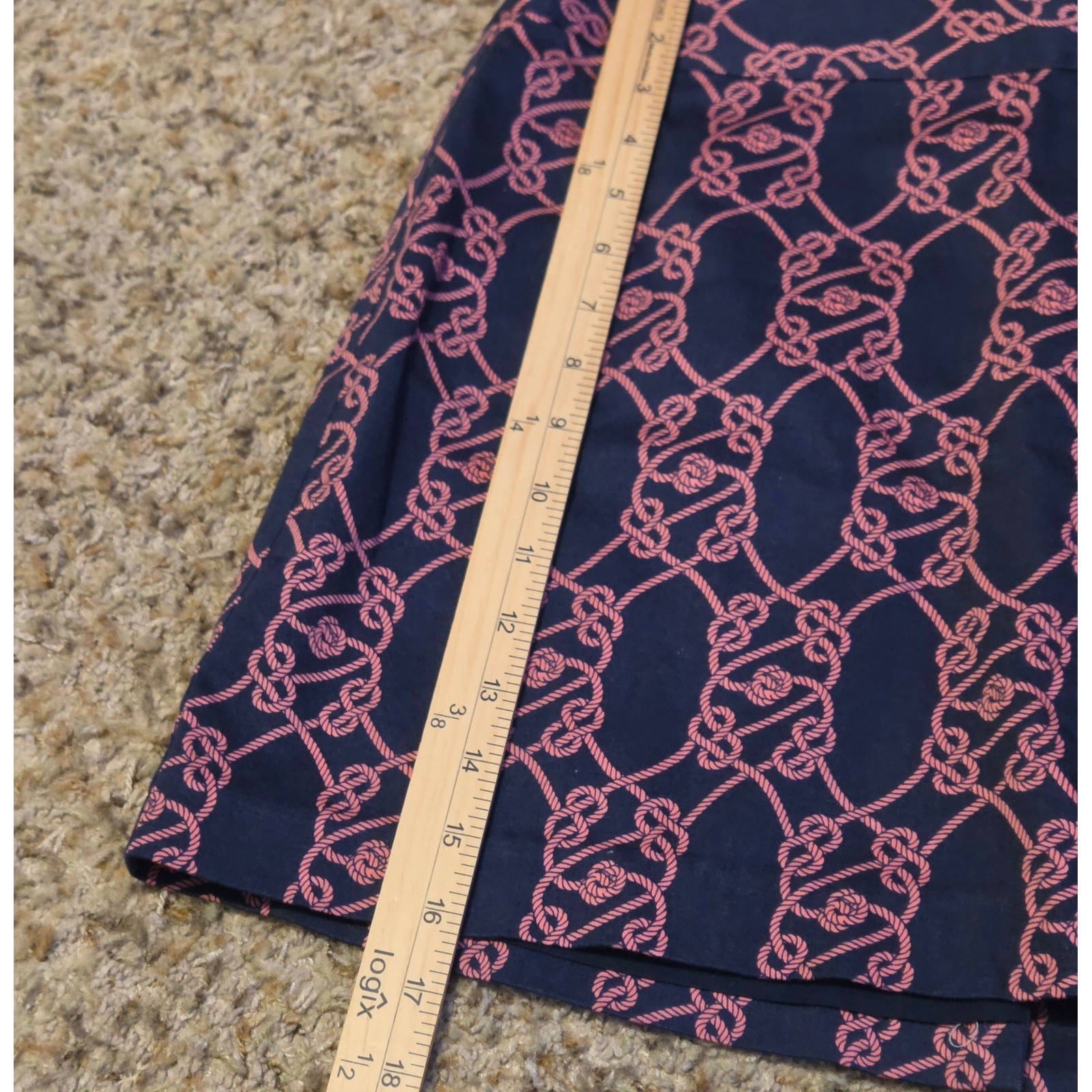 Vineyard Vines Nautical Rope Print Skirt Women’s Size 8 Blue Pink Back Zip Up