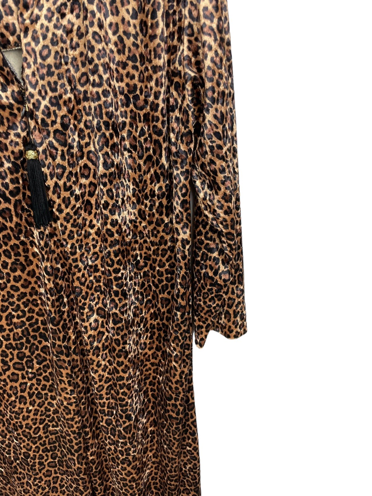 Ruth Norman New York House dress Robe Large Caftan Leopard Print Zipper Tassel