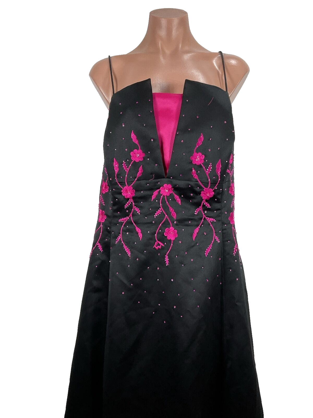 Vintage Y2K Niki Livas Formal Prom Maxi Dress PLUS 20 black pink whimisgoth Goth