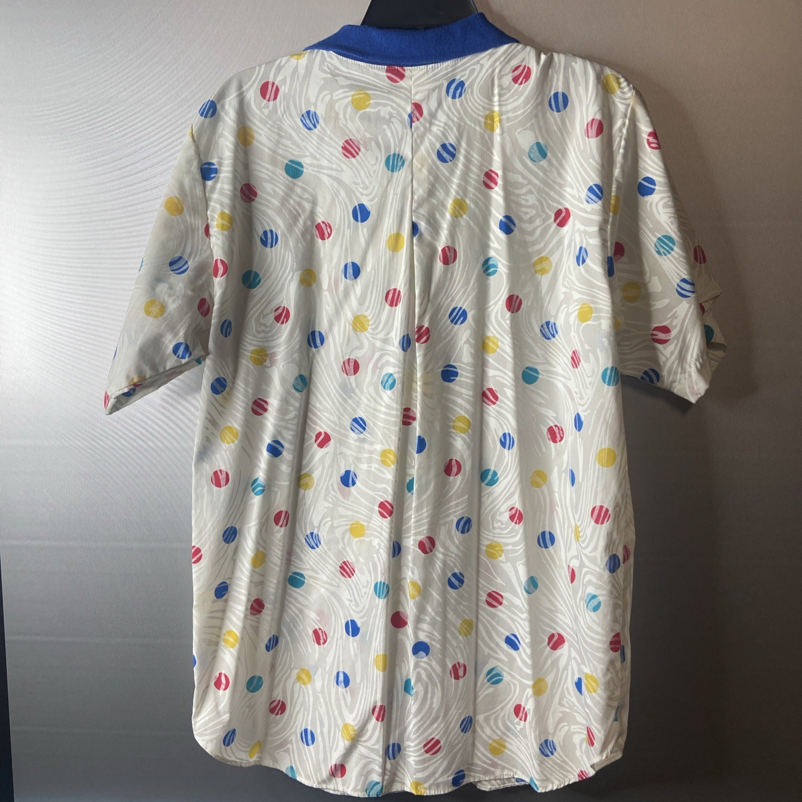 Vintage 14th Place California Size 14 Short Sleeve Knit Collar Blouse Polka Dots